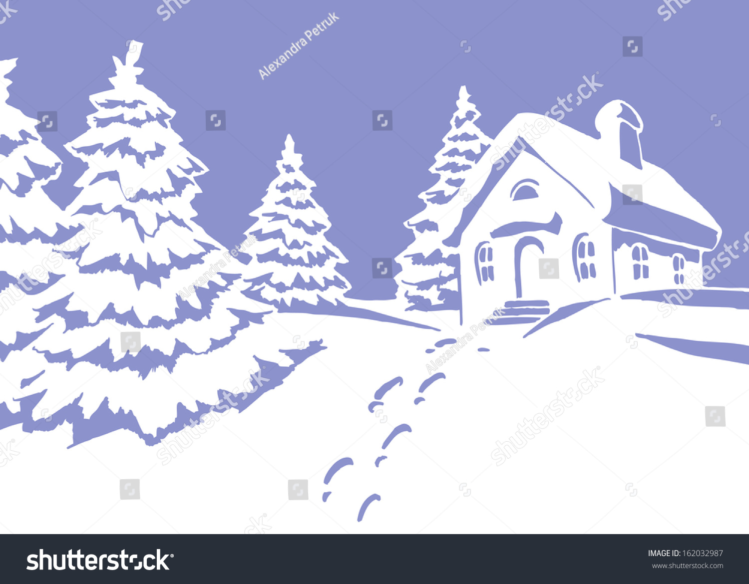 Вытынанки зимние домики