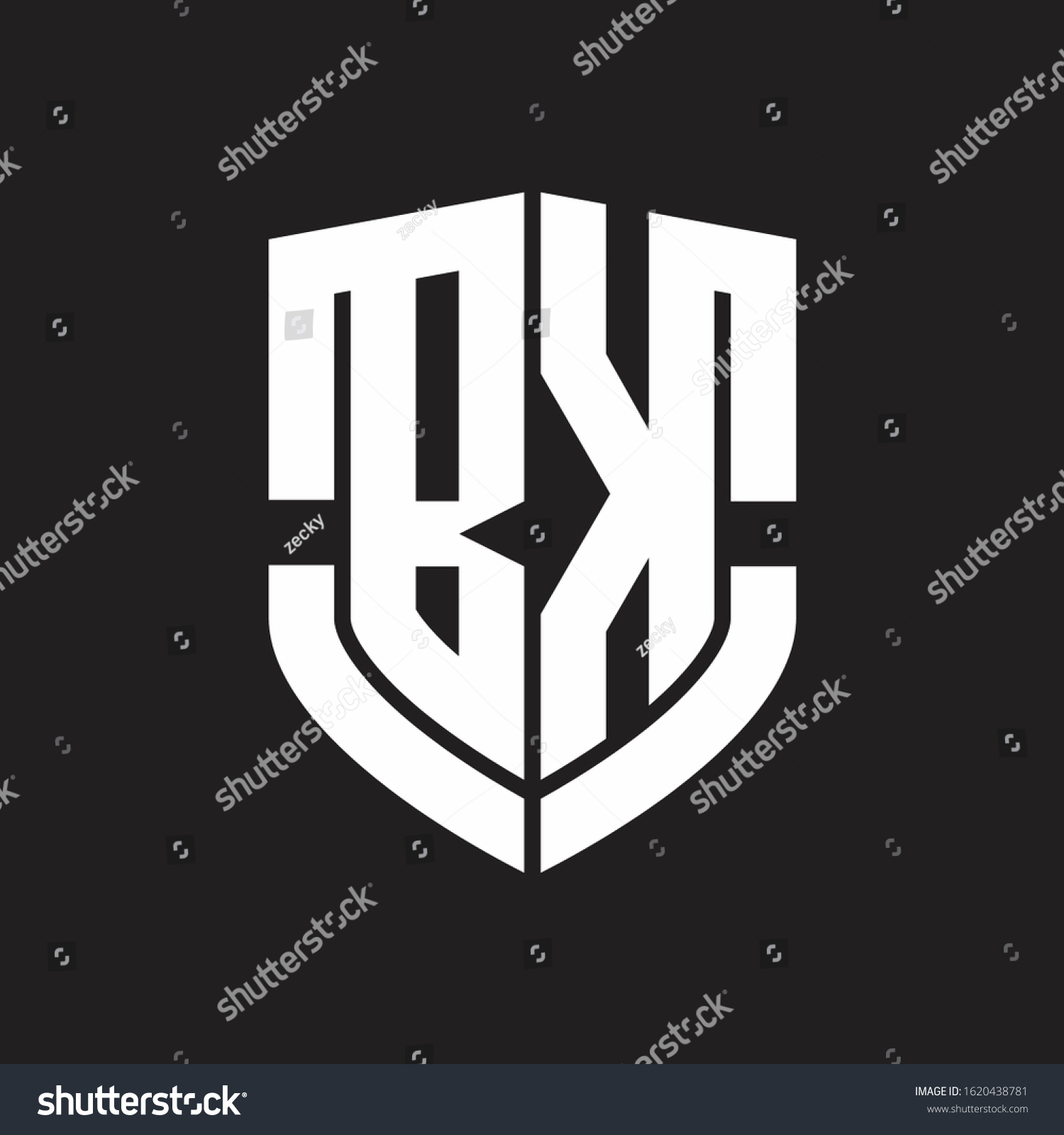Bk Logo Monogram Emblem Shield Shape Stock Vector (Royalty Free ...
