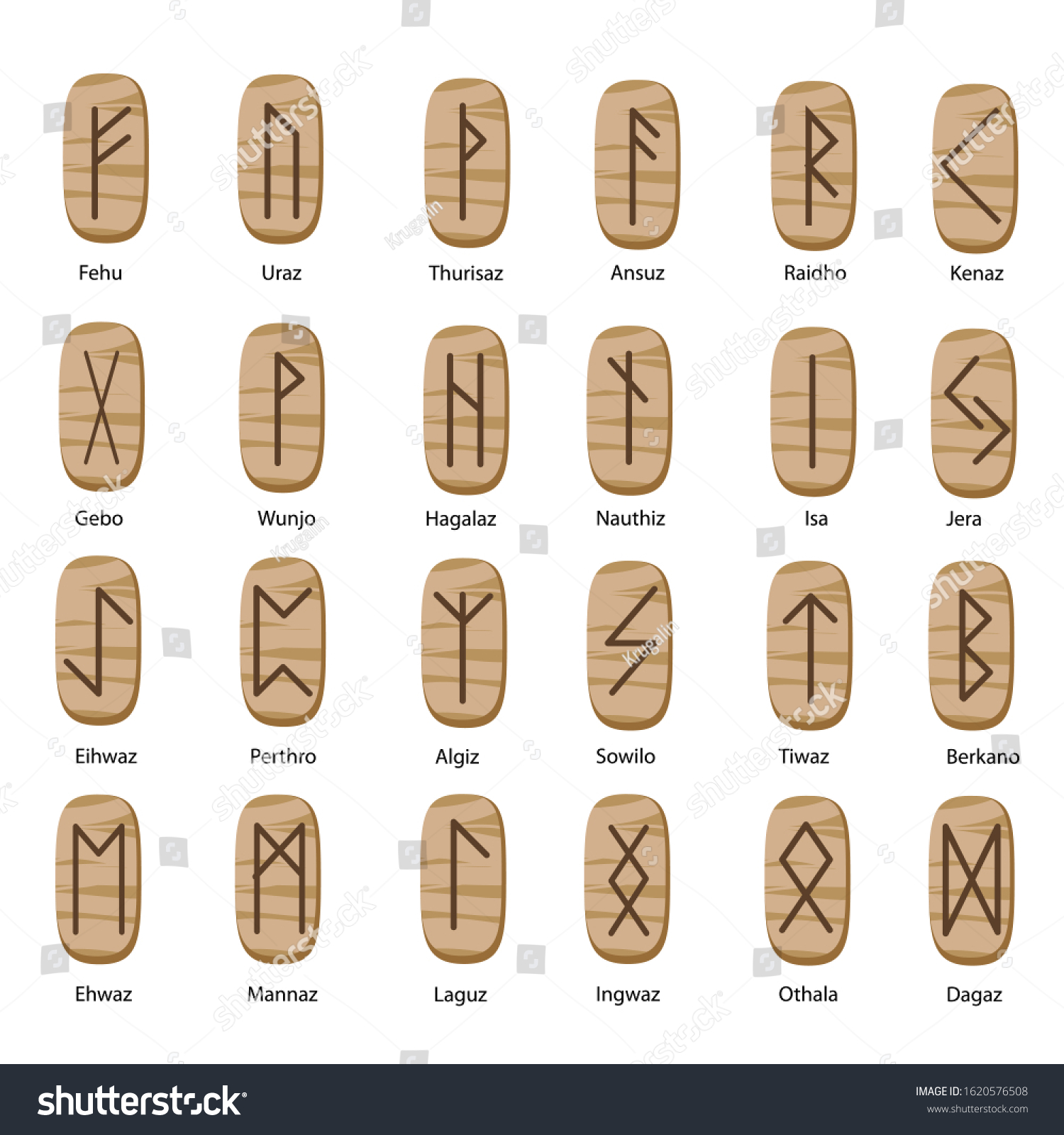 Vector Wooden Runes Magic Runes Rectangular Stock Vector (Royalty Free ...