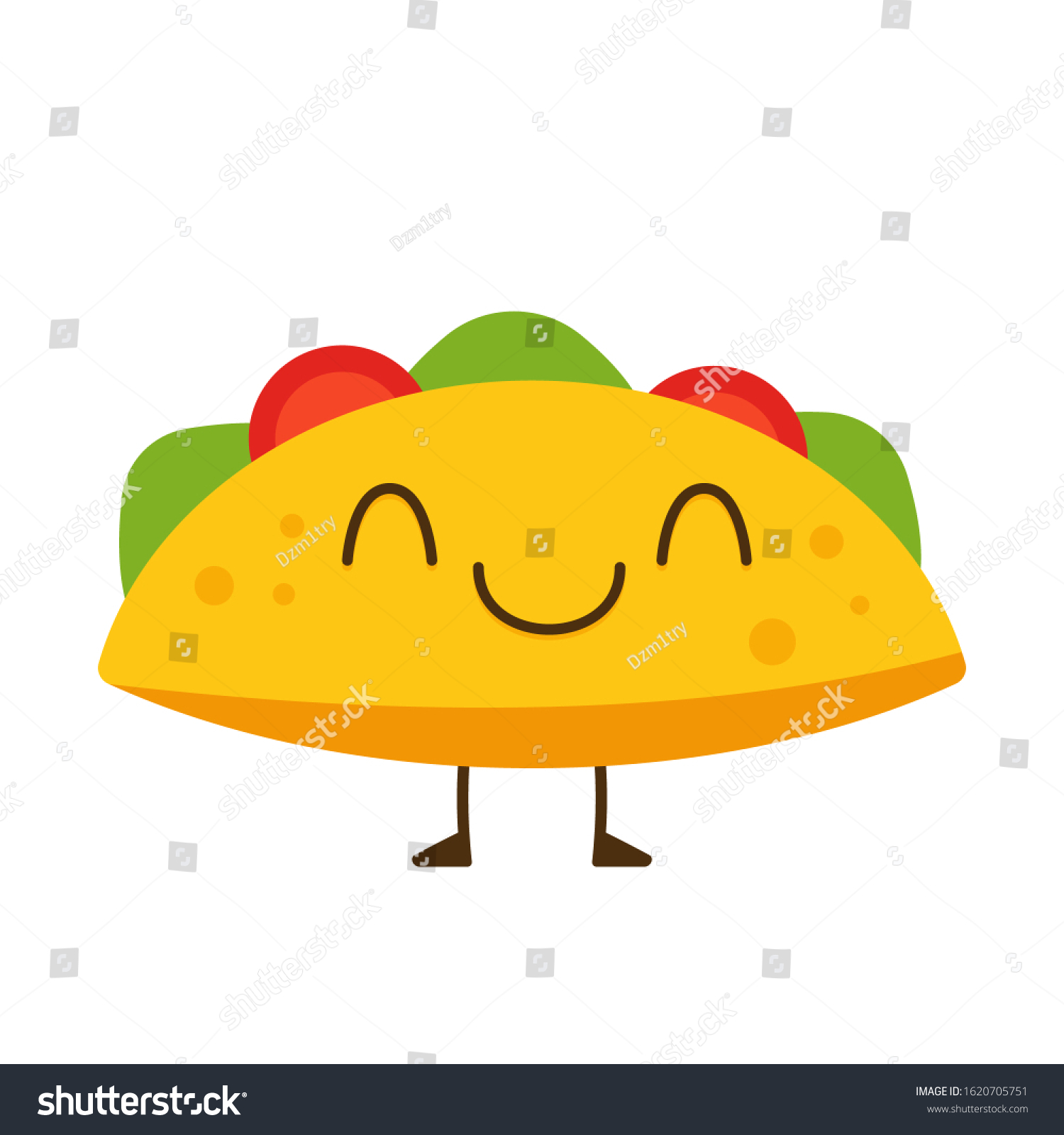 Happy Taco Cute Kawaii Icon Clipart Stock Vector (Royalty Free ...