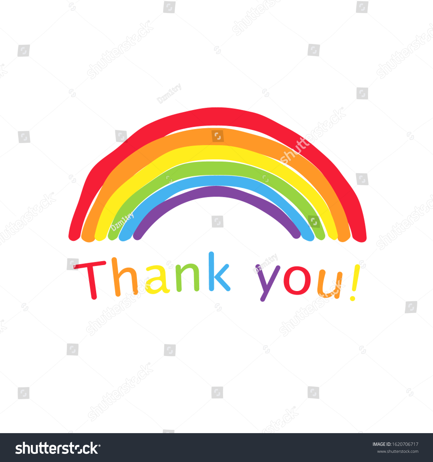 Thank You Rainbow Sketch Clipart Image стоковая векторная графика без лицензионных платежей 8429