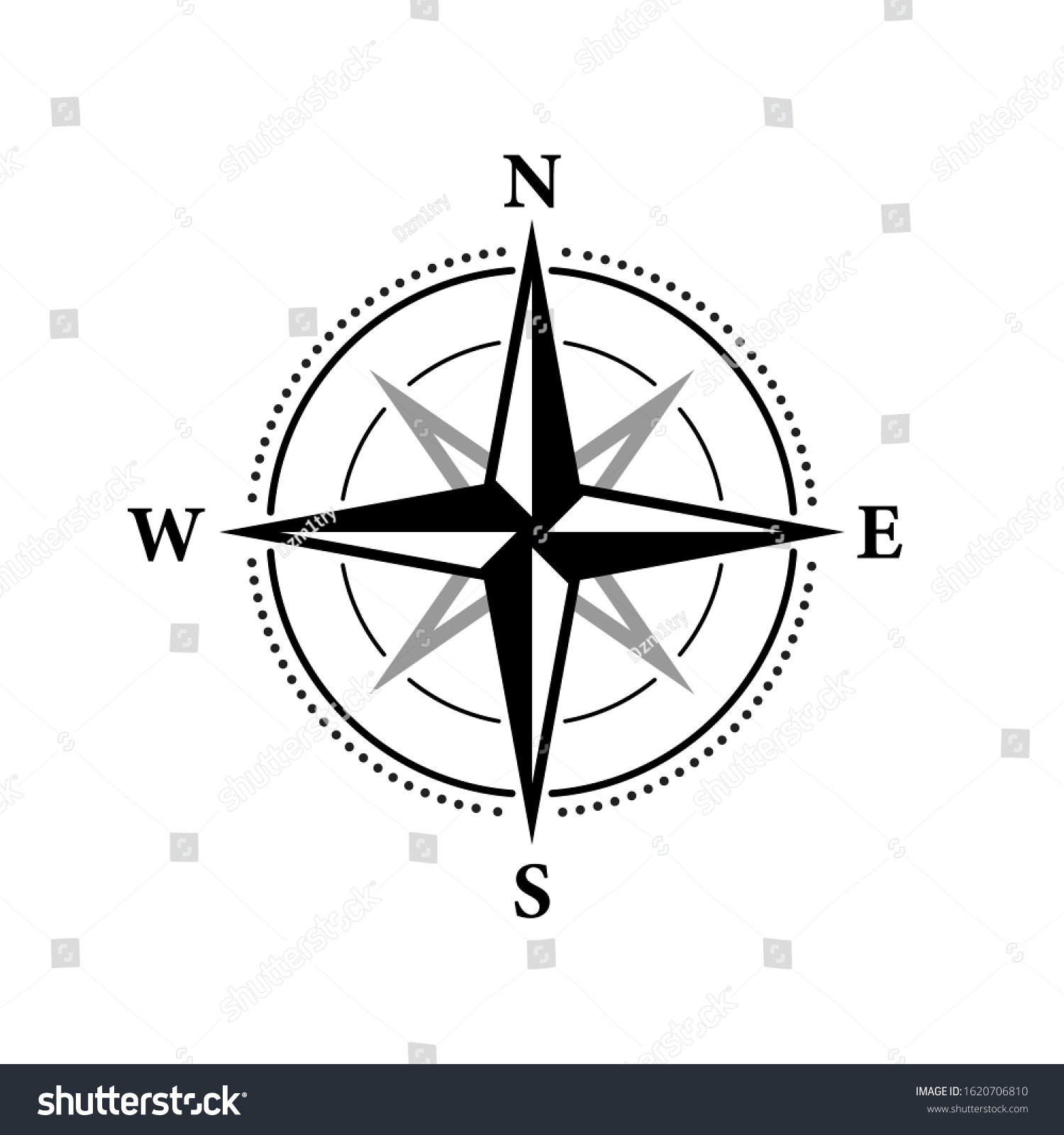 8 Point Compass Icon Clipart Image Stock Vector (Royalty Free ...