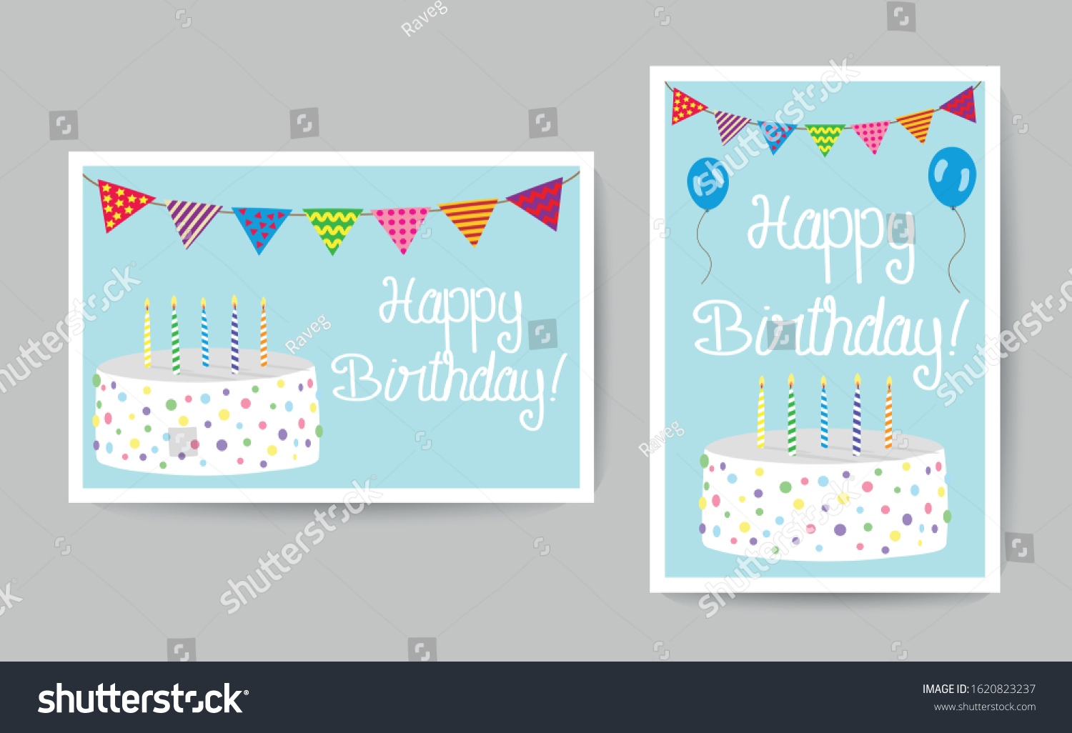 Happy Birthday Card Party Elements Cake Stock Vector (Royalty Free ...