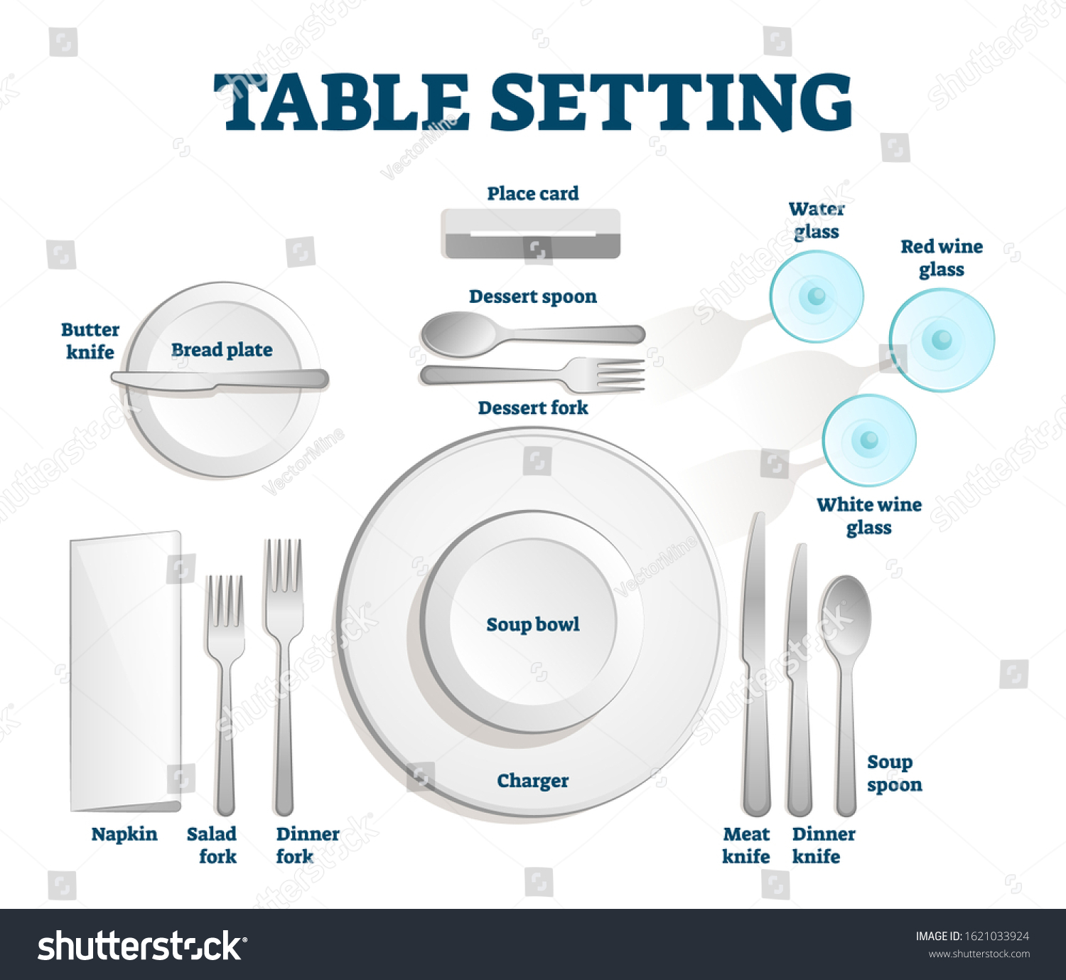 Table Setting Scheme Place Card Dessert Stock Vector (Royalty Free ...
