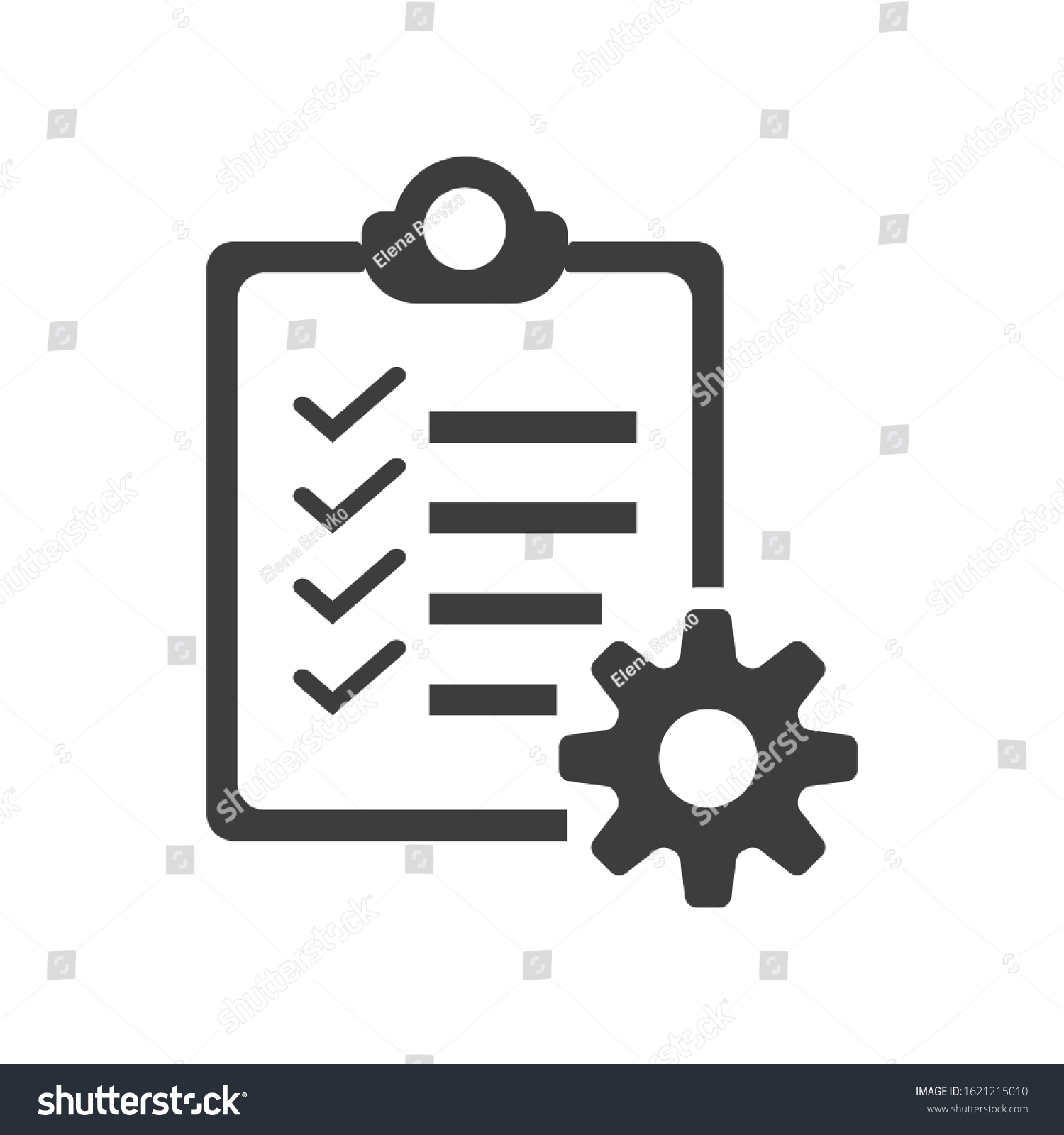 Check List Gear Icon Isolated On Stock Vector (Royalty Free) 1621215010 ...