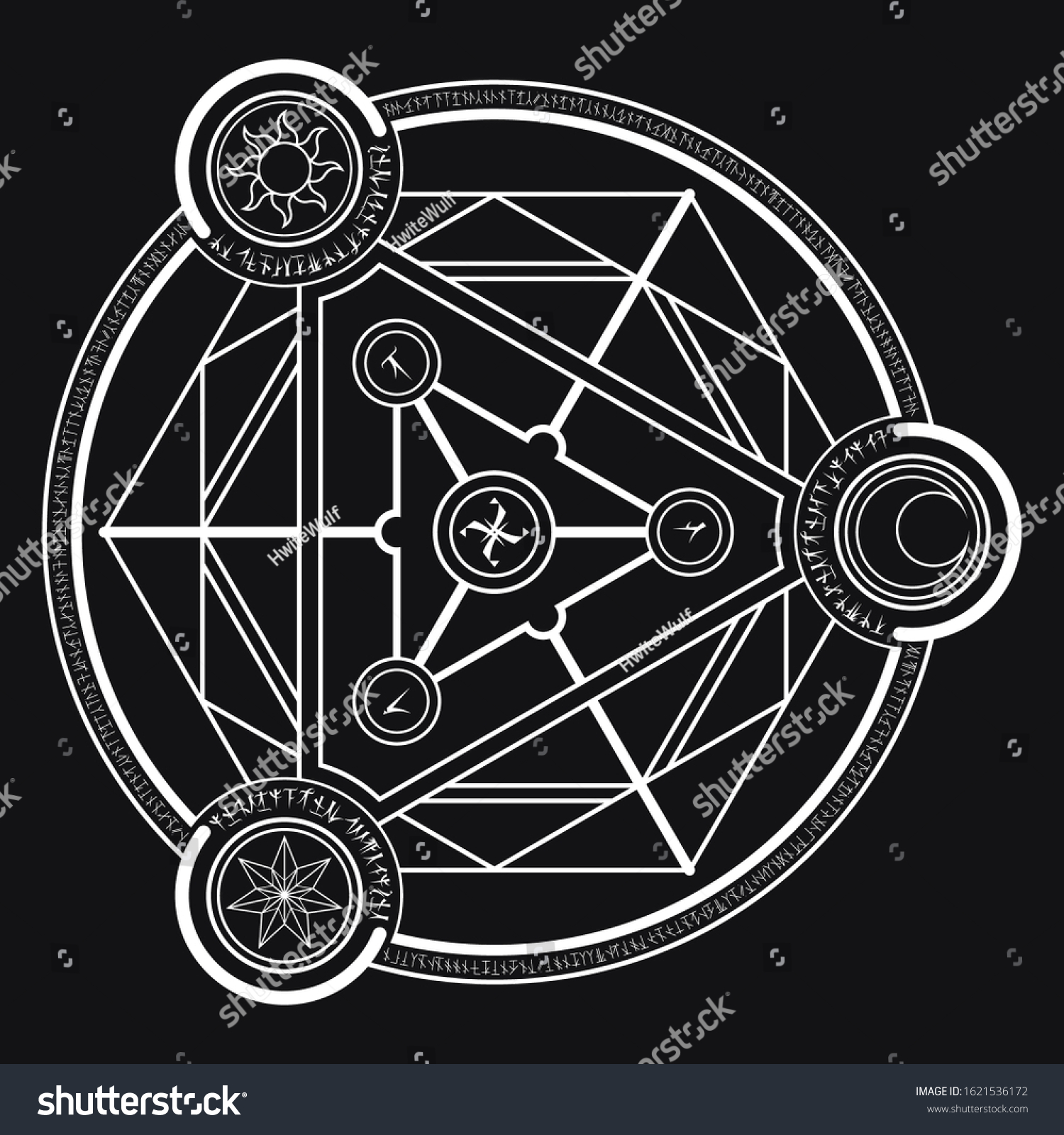 White Magic Incantation Circle Fantasy Alphabets Stock Vector (Royalty ...