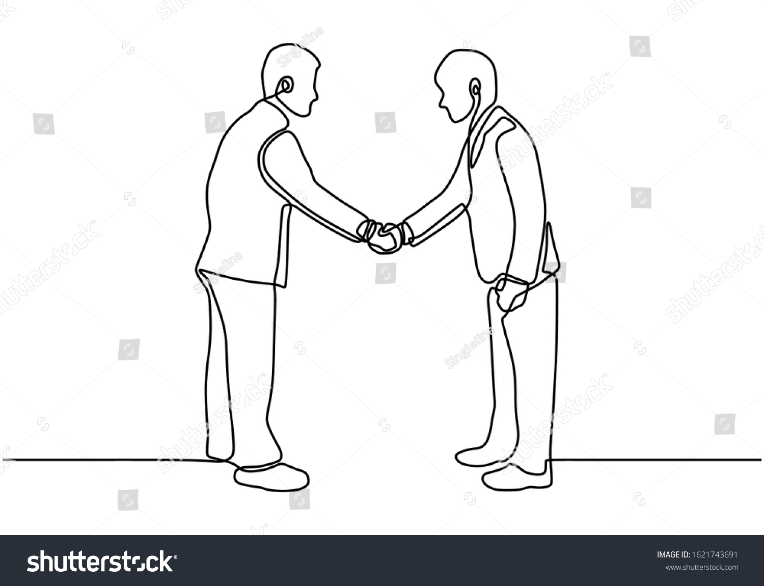 Continuous Line Drawing Two Businessmen Shaking Stock Vector (Royalty ...