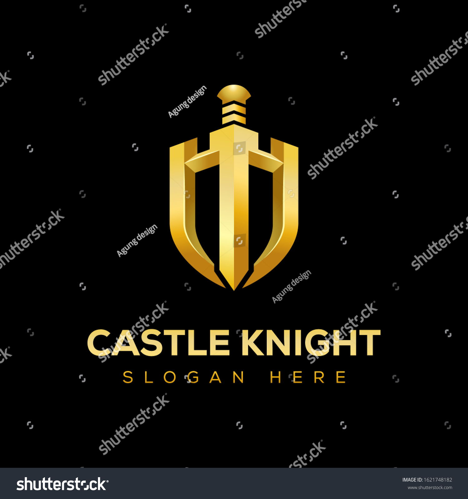 Golden Castle Knight Shield Premium Logo Stock Vector (Royalty Free ...