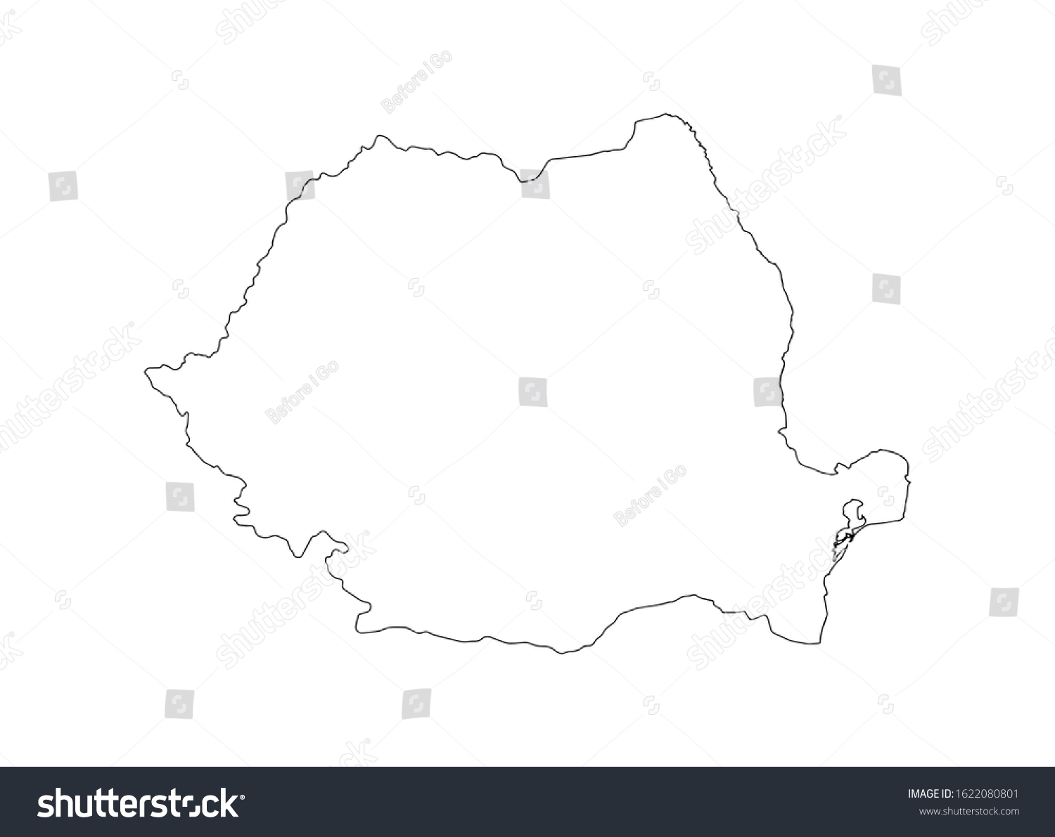 Romania Outline Map Flat Minimal Design Stock Vector (Royalty Free ...