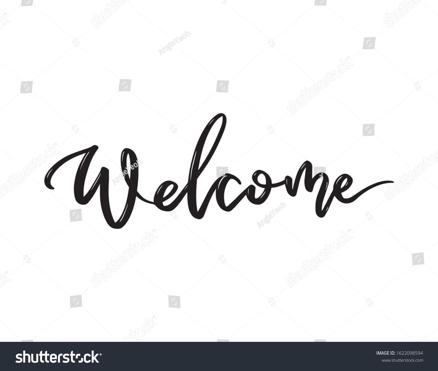 Welcome Lettering Sign Hand Drawn Modern Stock Vector (Royalty Free ...