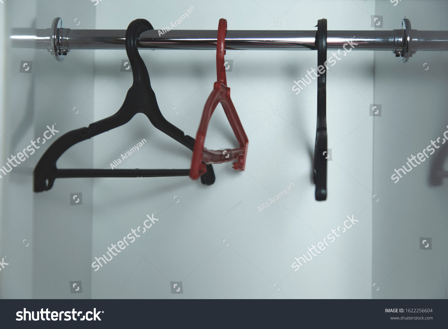 Empty Hangers White Wardrobe Background Stock Photo 1622256604 ...