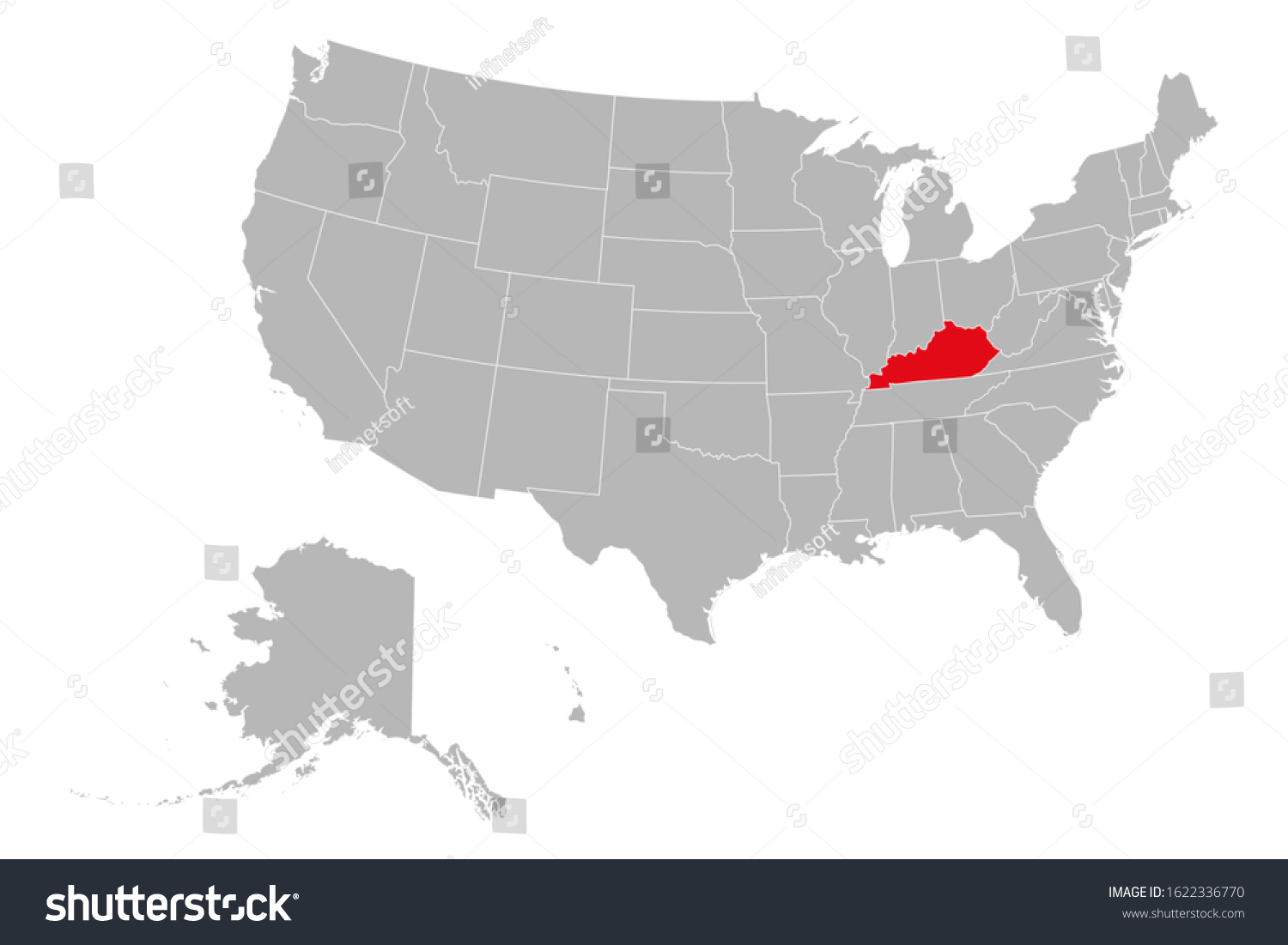 Kentucky Highlighted On Usa Political Map Stock Vector (Royalty Free ...