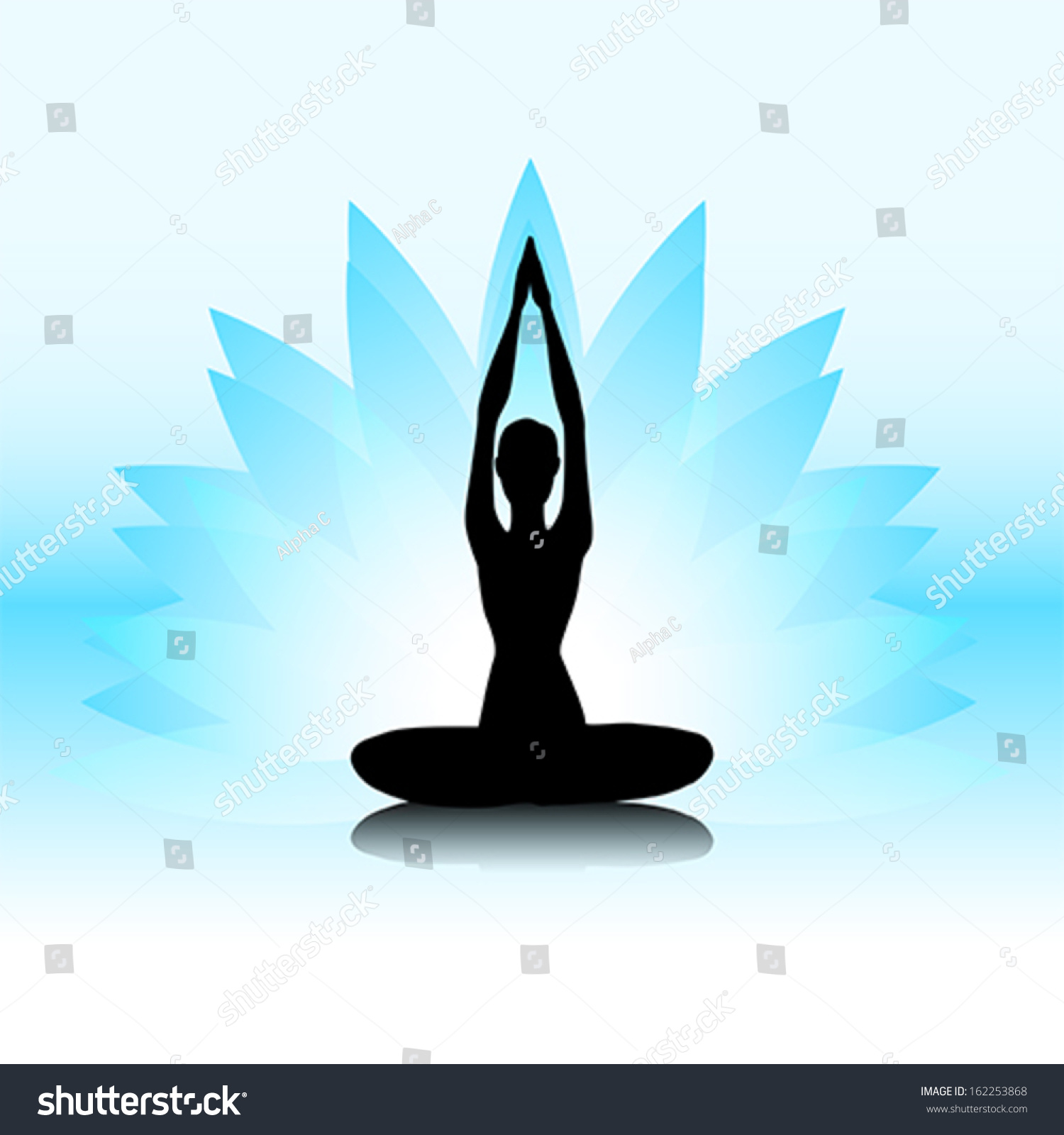 Female Silhouette On Blue Lotus Background Stock Vector (Royalty Free ...