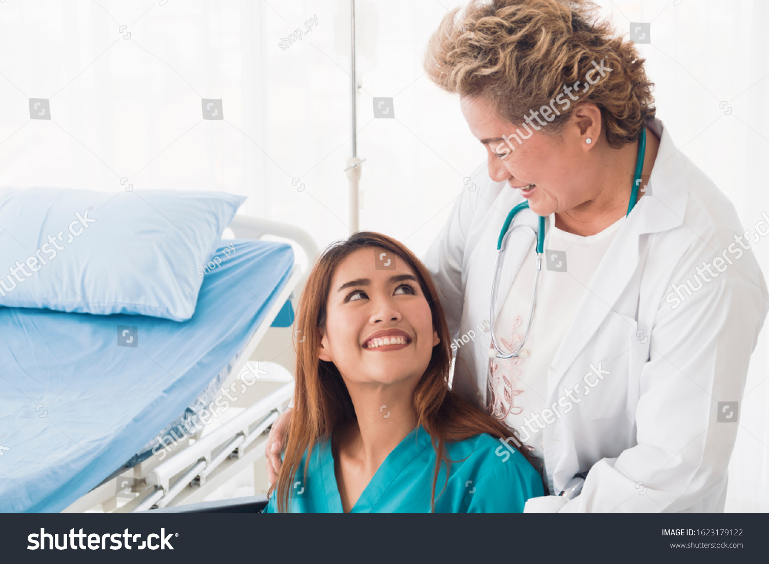 Young Asian Female Patient Sitting Wheelchair Stock Photo 1623179122 ...