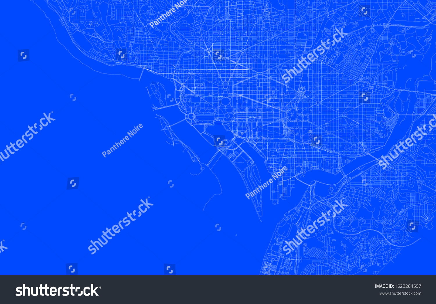 Blueprint Washington City One Color Map Stock Illustration 1623284557 