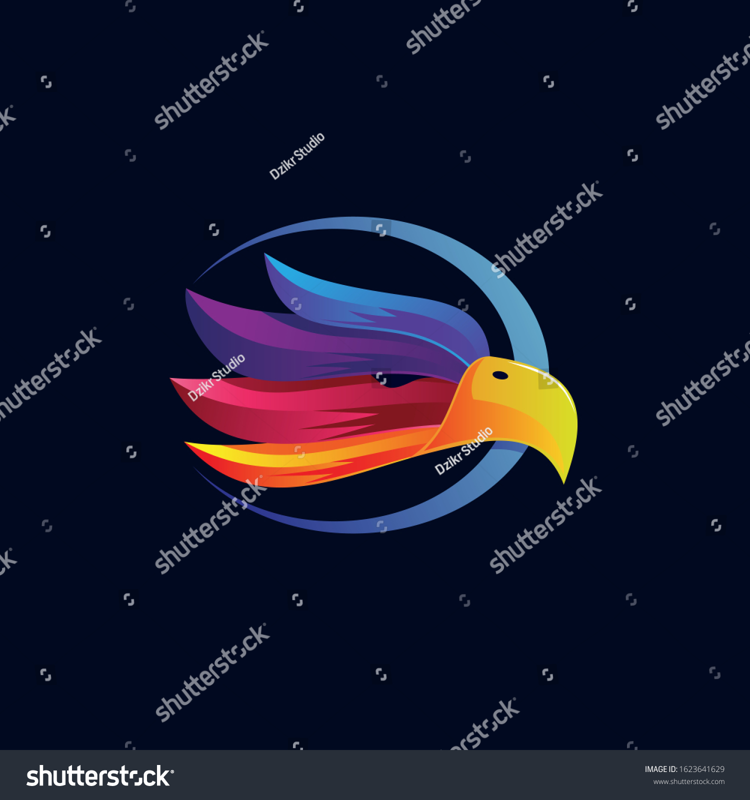 Eagle Head Colorful Feather Logo Stock Vector (Royalty Free) 1623641629 ...