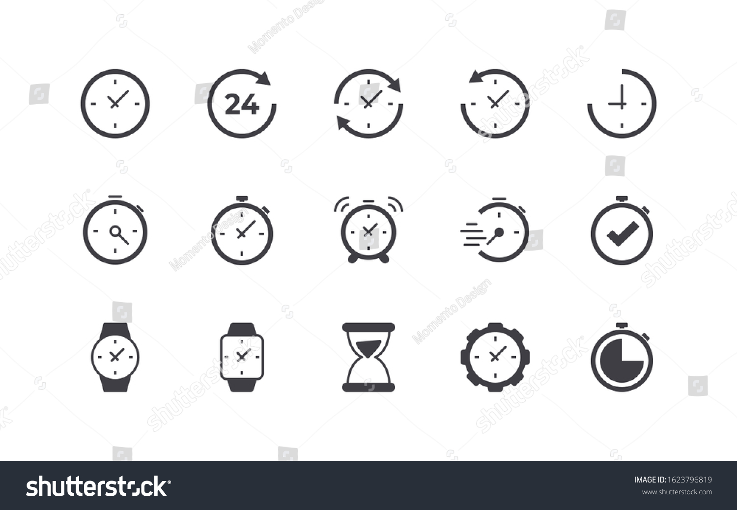 Set Time Icons Editable Stroke 64x64 Stock Vector (Royalty Free ...