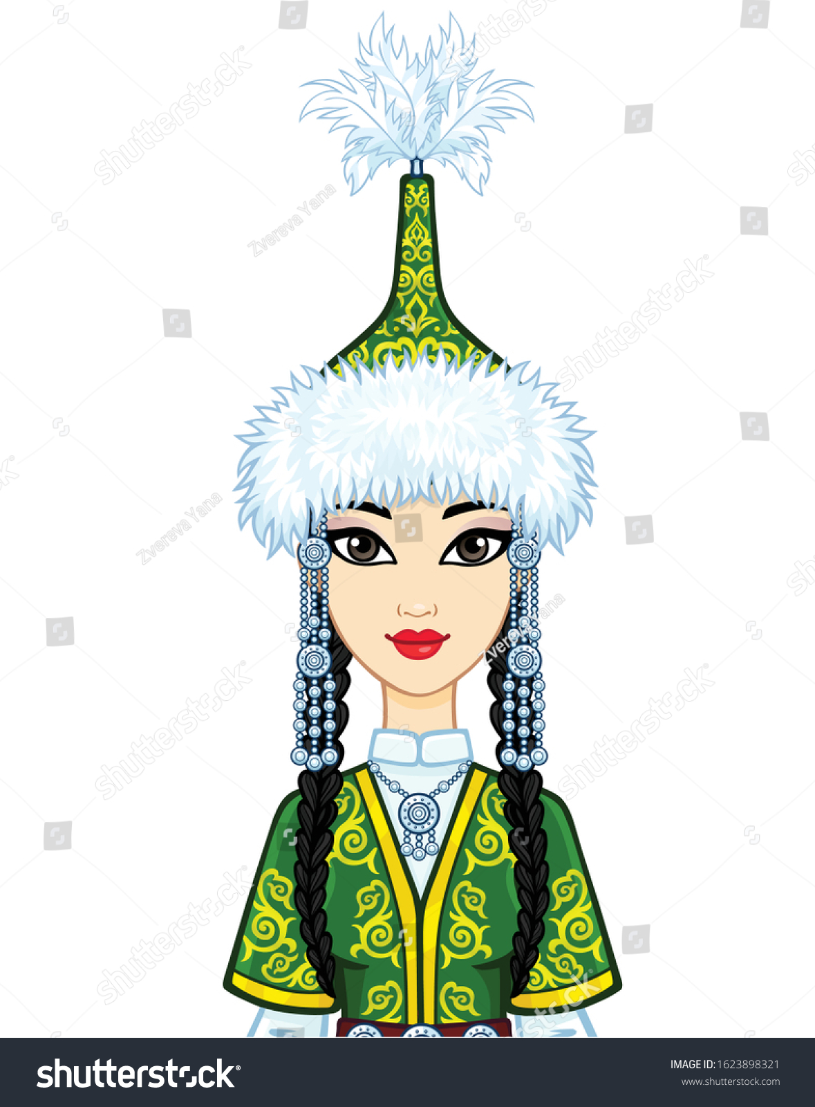 Казахская невеста в саукеле вектор