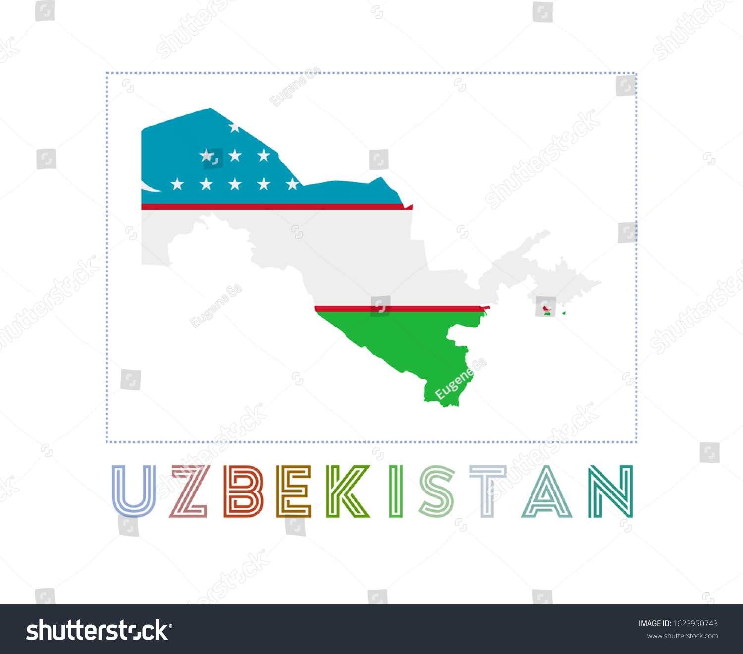 Uzbekistan Logo Map Uzbekistan Country Name Stock Vector (Royalty Free ...