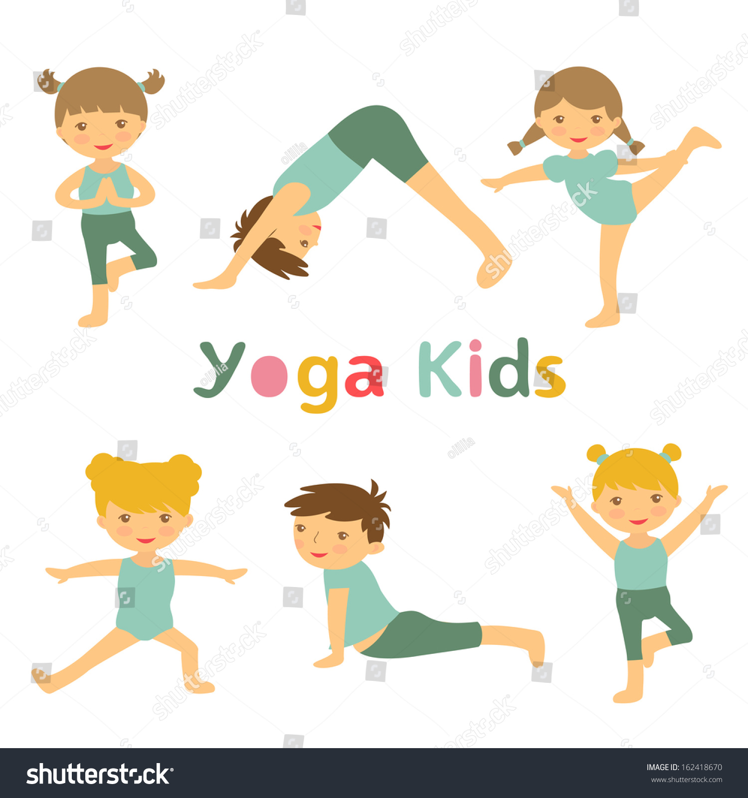 Illustration Cute Yoga Kids Stock Vector (royalty Free) 162418670 