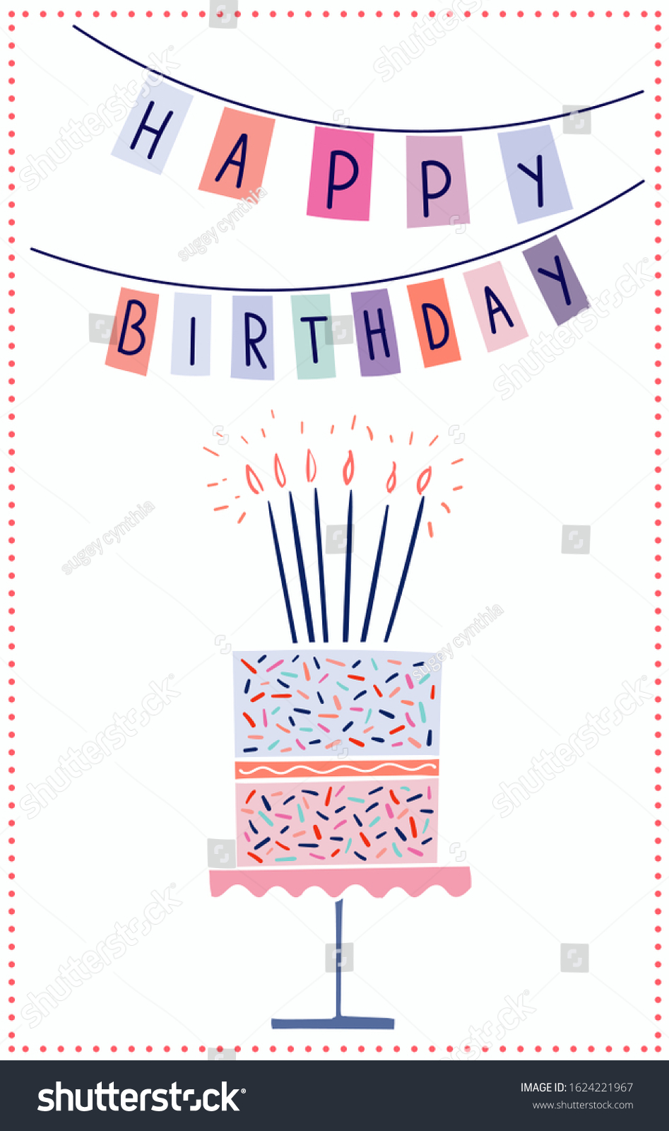 Happy Birthday Cake Color Vector Stock Vector (Royalty Free) 1624221967 ...