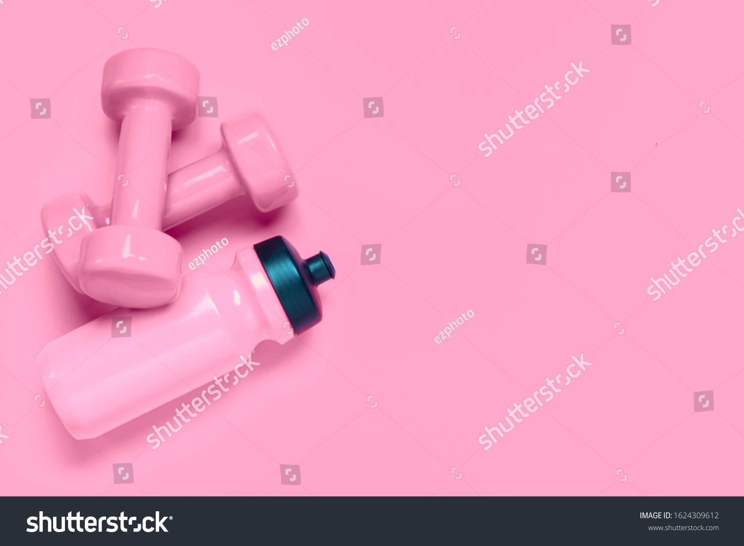 Fitness Workout Background Concept Pink Dumbbells Stock Photo ...