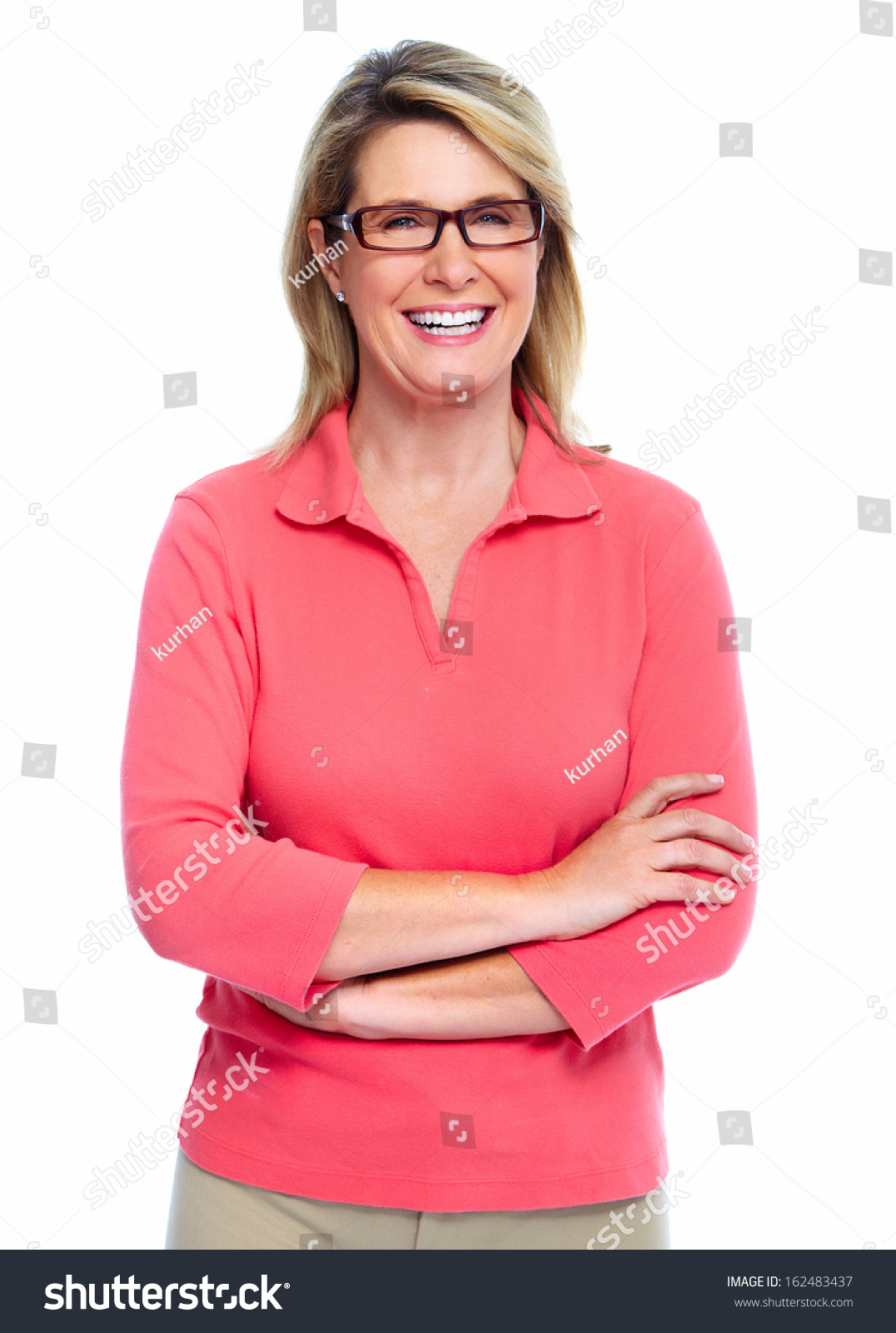 Senior Woman Eyeglasses Isolated White Background Stock Photo 162483437