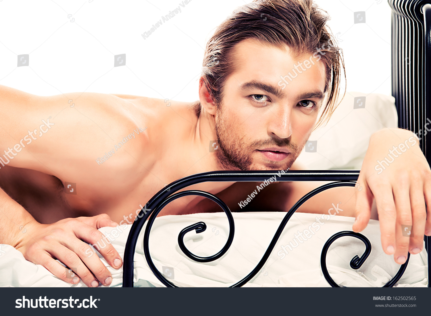 Handsome Nude Man Lying Bed Isolated Stock Photo Shutterstock