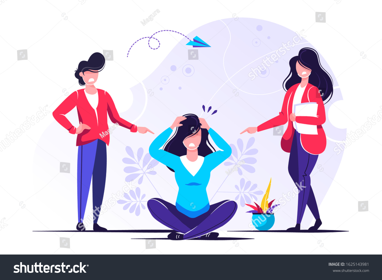 Vector Illustration Problem Bullying Man Sits Stock Vector Royalty Free 1625143981 Shutterstock 