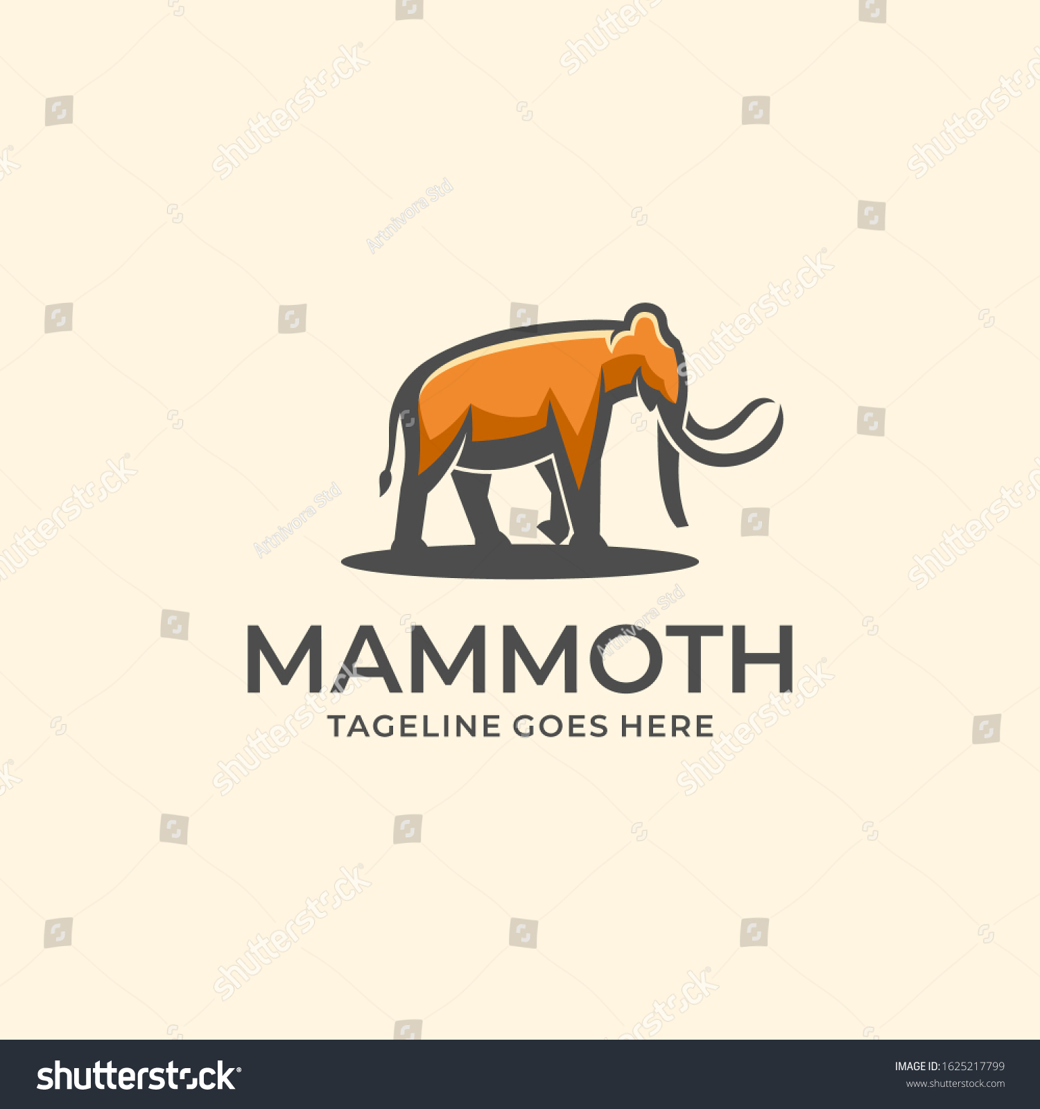 Vector Logo Illustration Mammoth Walking Mascot Stock Vector (Royalty ...