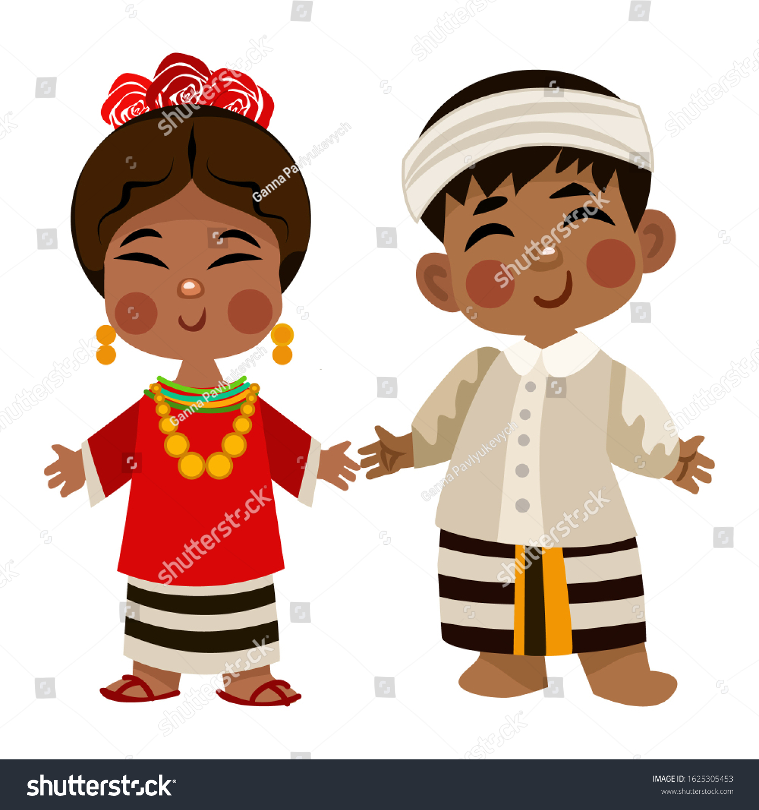 Cartoon Children Traditional Dress Isolated On Stock Illustration ...