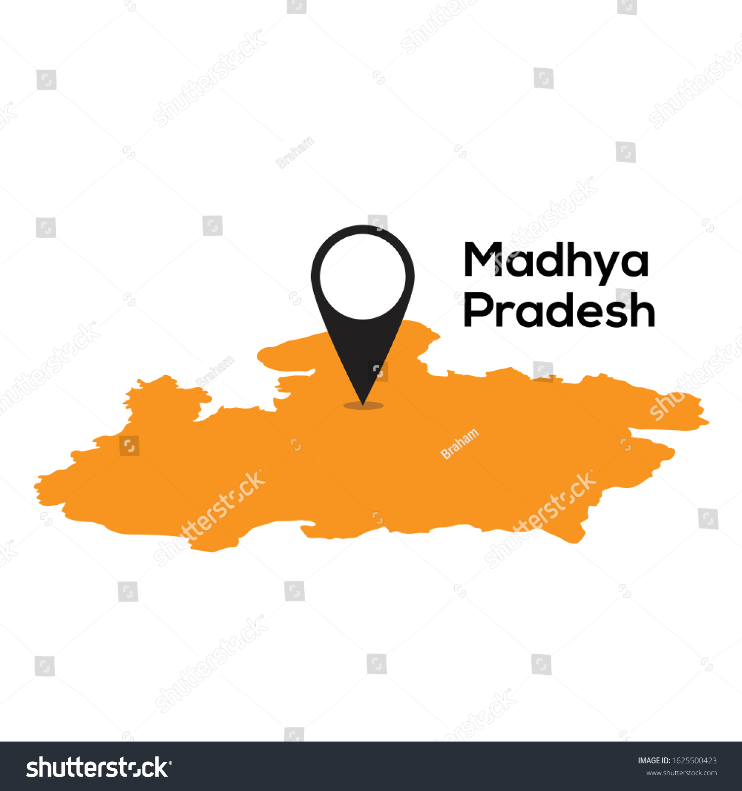 Vektor Stok India Madhya Pradesh City 3d Map (Tanpa Royalti) 1625500423 ...