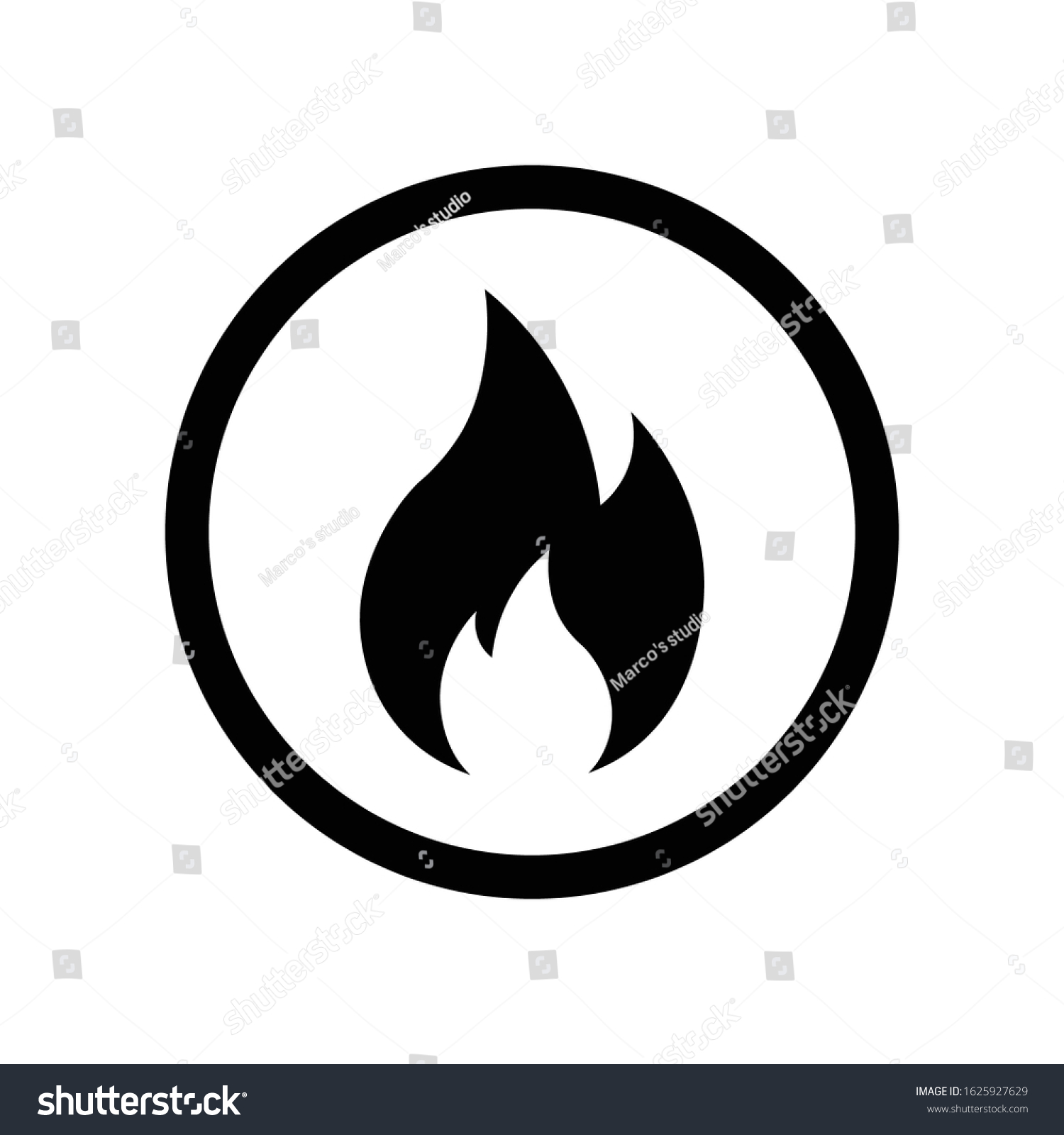 fire symbol black and white