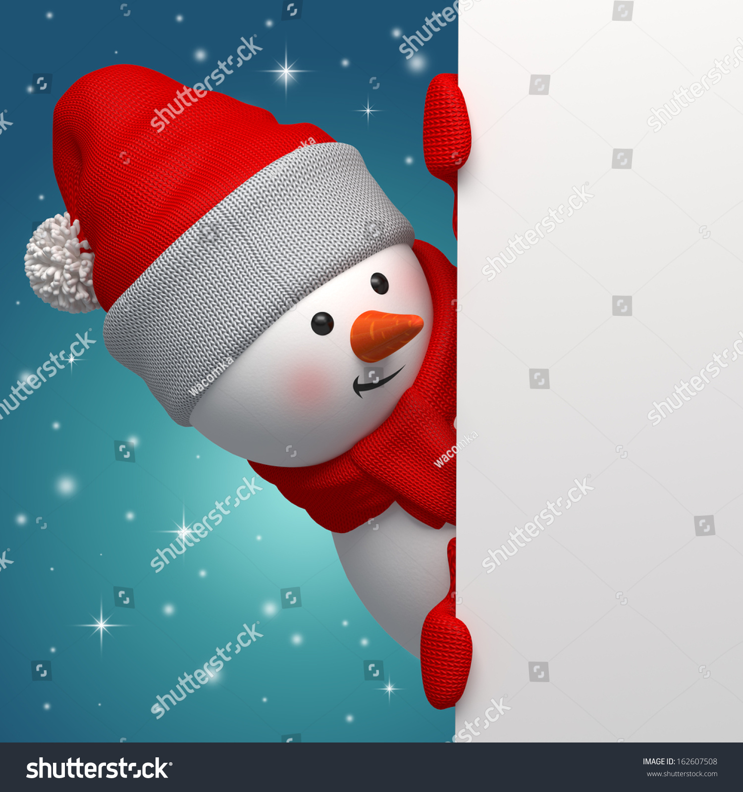 Snowman Looking Out Corner Holding Blank Stock Illustration 162607508 ...