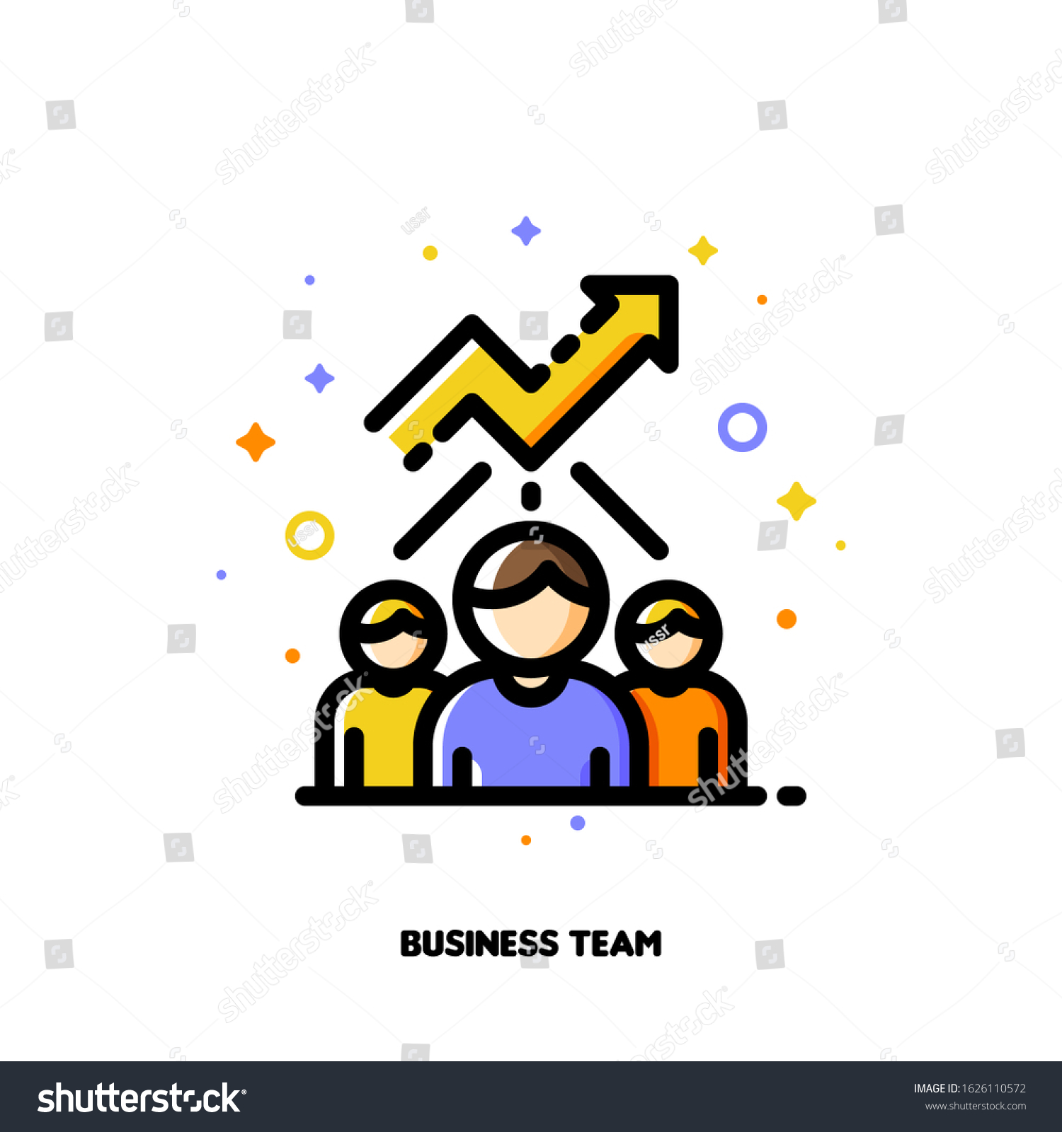 Icon Business Team Chart Increasing Income Stock Vector Royalty Free