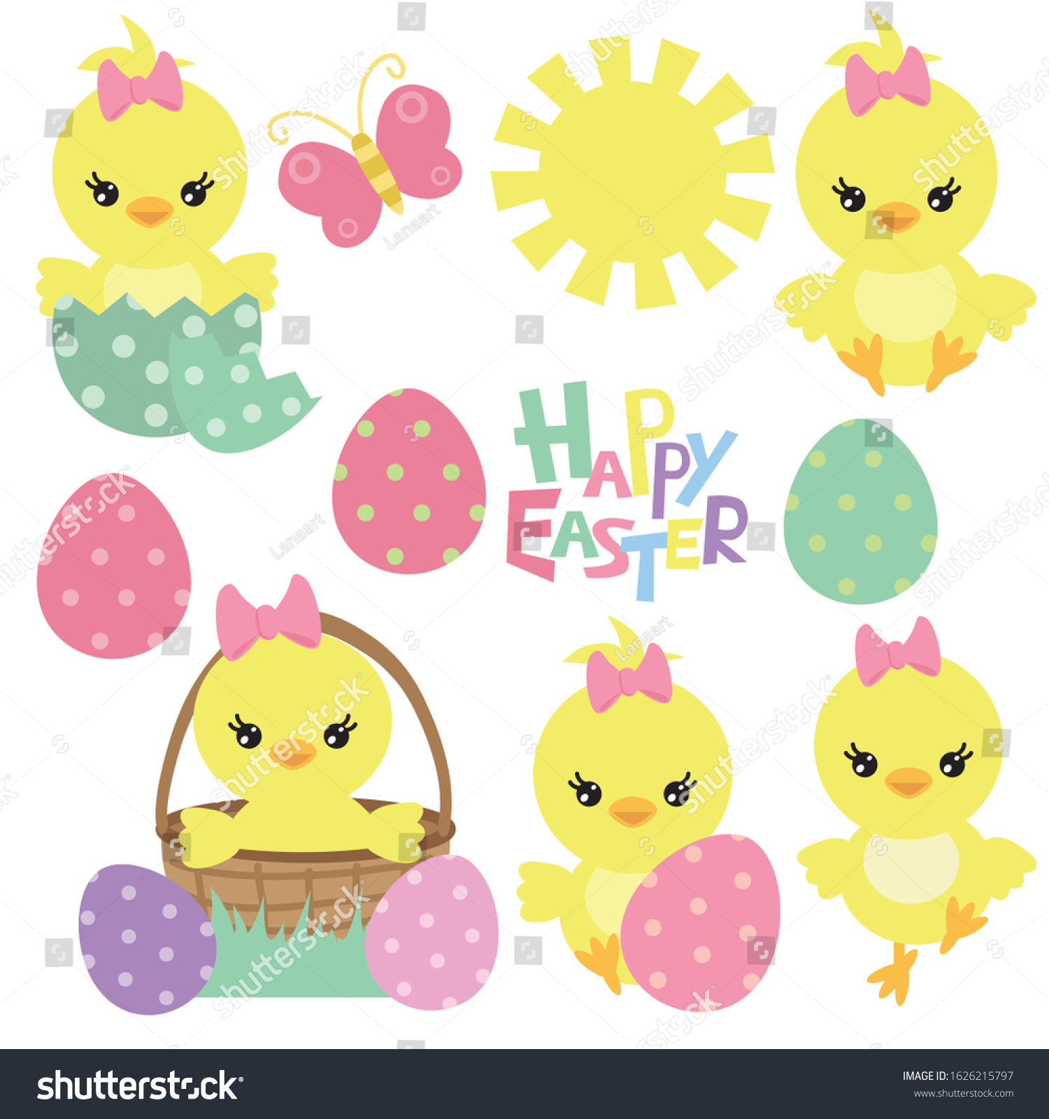 Cute Easter Chicken Vector Cartoon Illustration Stock Vector (Royalty ...