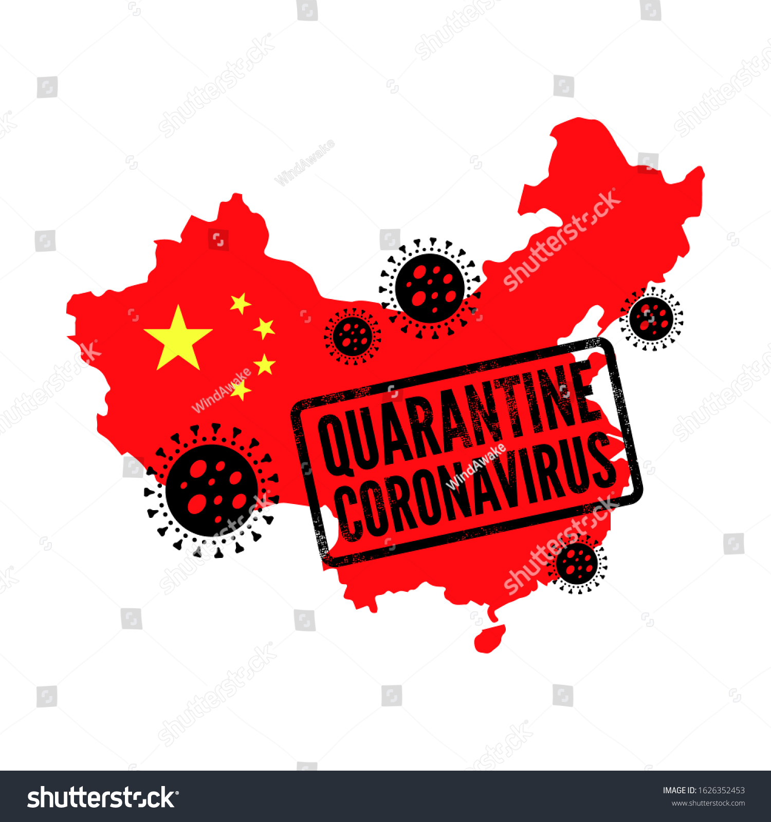 China Map Quarantine Stamp Infected Coronavirus Stock Vector (Royalty ...