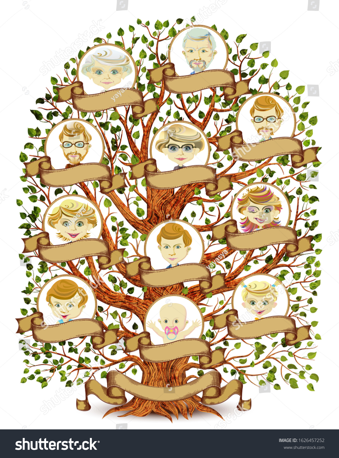 Family Tree Template Isolated On White Stock Illustration 1626457252 ...