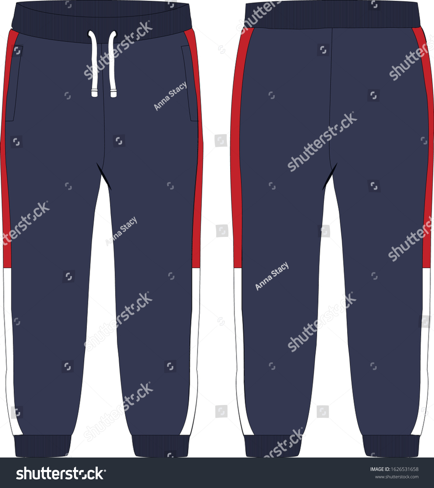 Jersey Detailed Boys Trousers Technical Drawing Stock Vector (Royalty ...