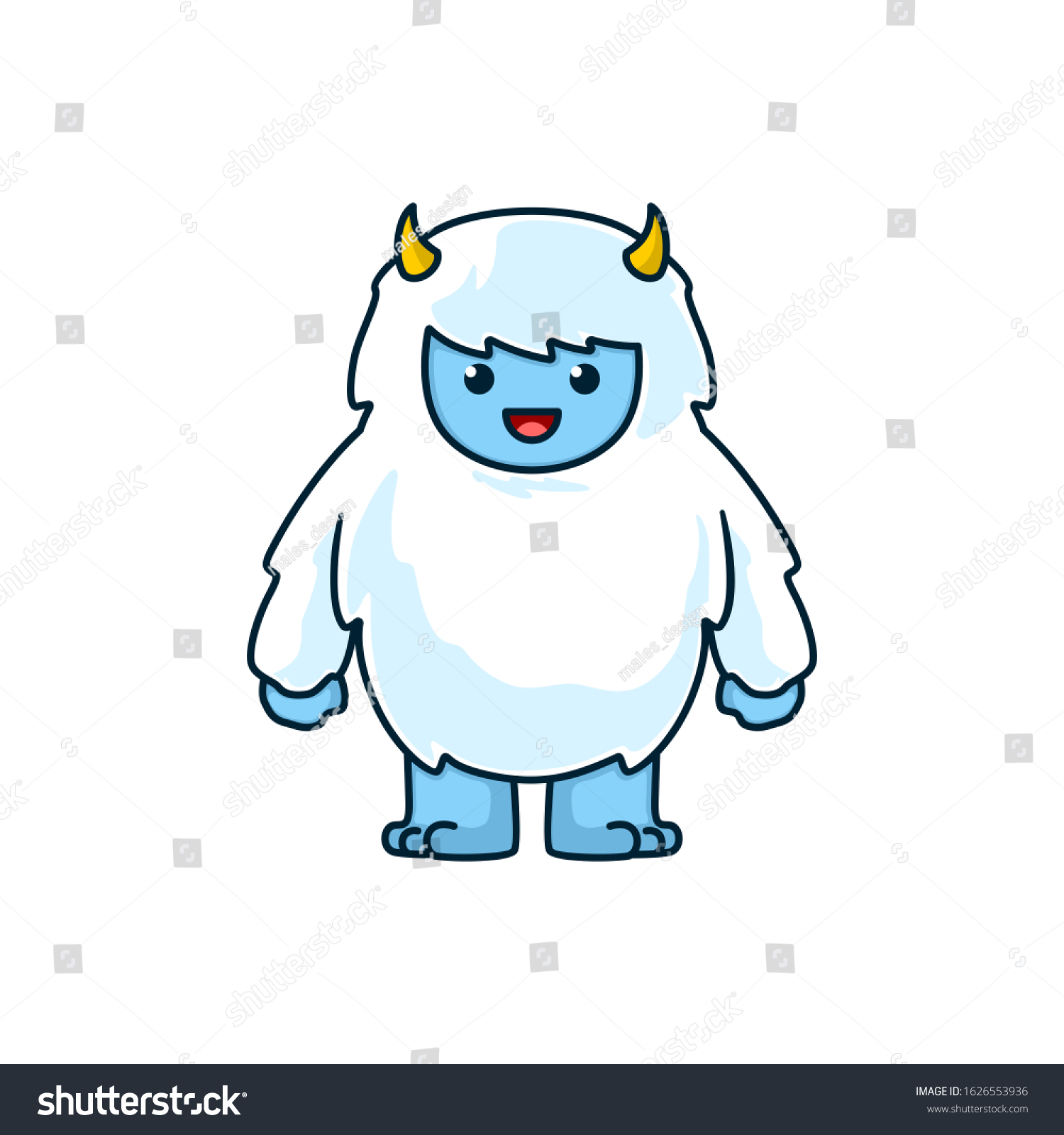 Cartoon Yeti Monster Illustration White Hairy Stock Vector (royalty 