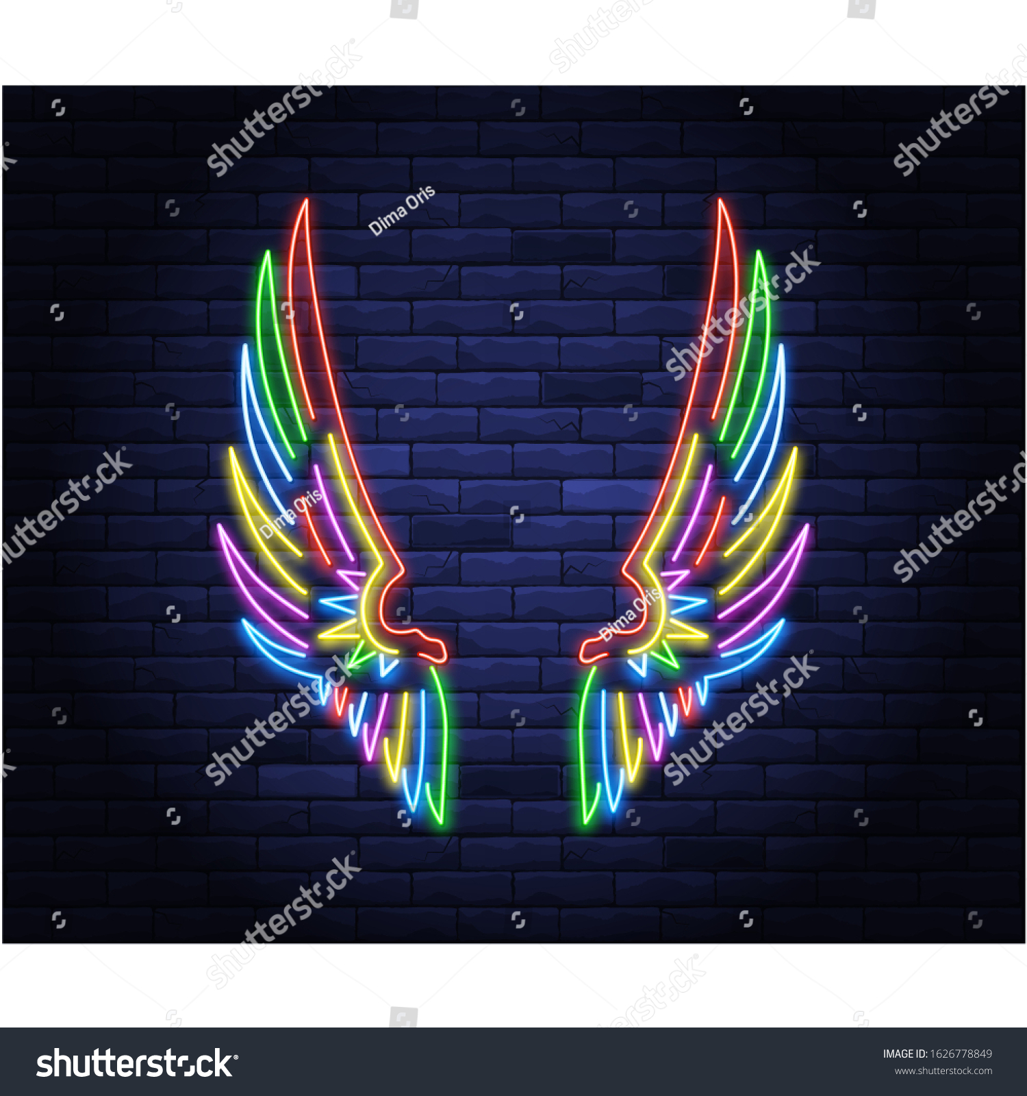 Colorful Illuminated Neon Angel Wings Light Stock Vector (Royalty Free ...