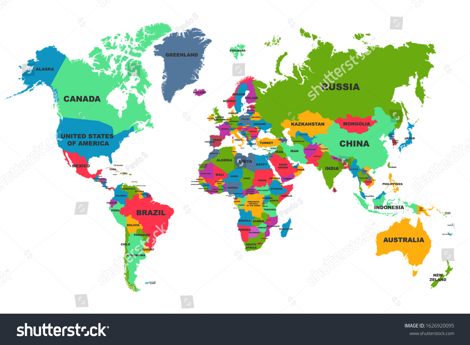 Political World Map Colourful World Countries Stock Vector (Royalty ...