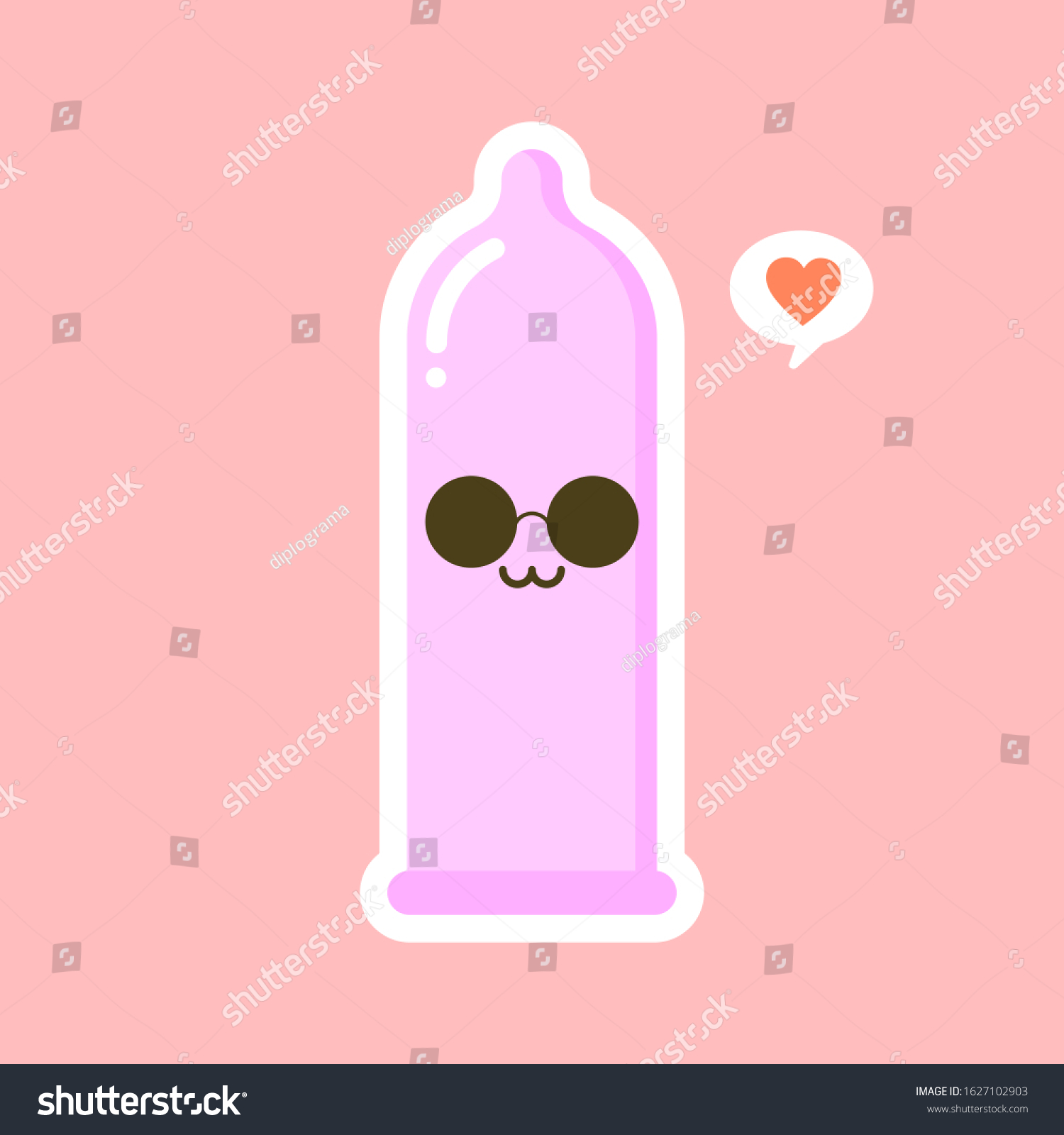 Cute Kawaii Condom Shaped Funny Emoticons Stock Vector Royalty Free 1627102903 Shutterstock