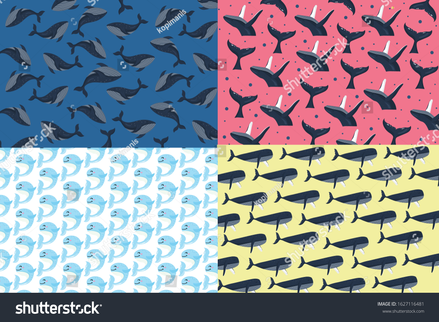 Ocean Animal Pattern Background Design Vector Stock Vector (Royalty