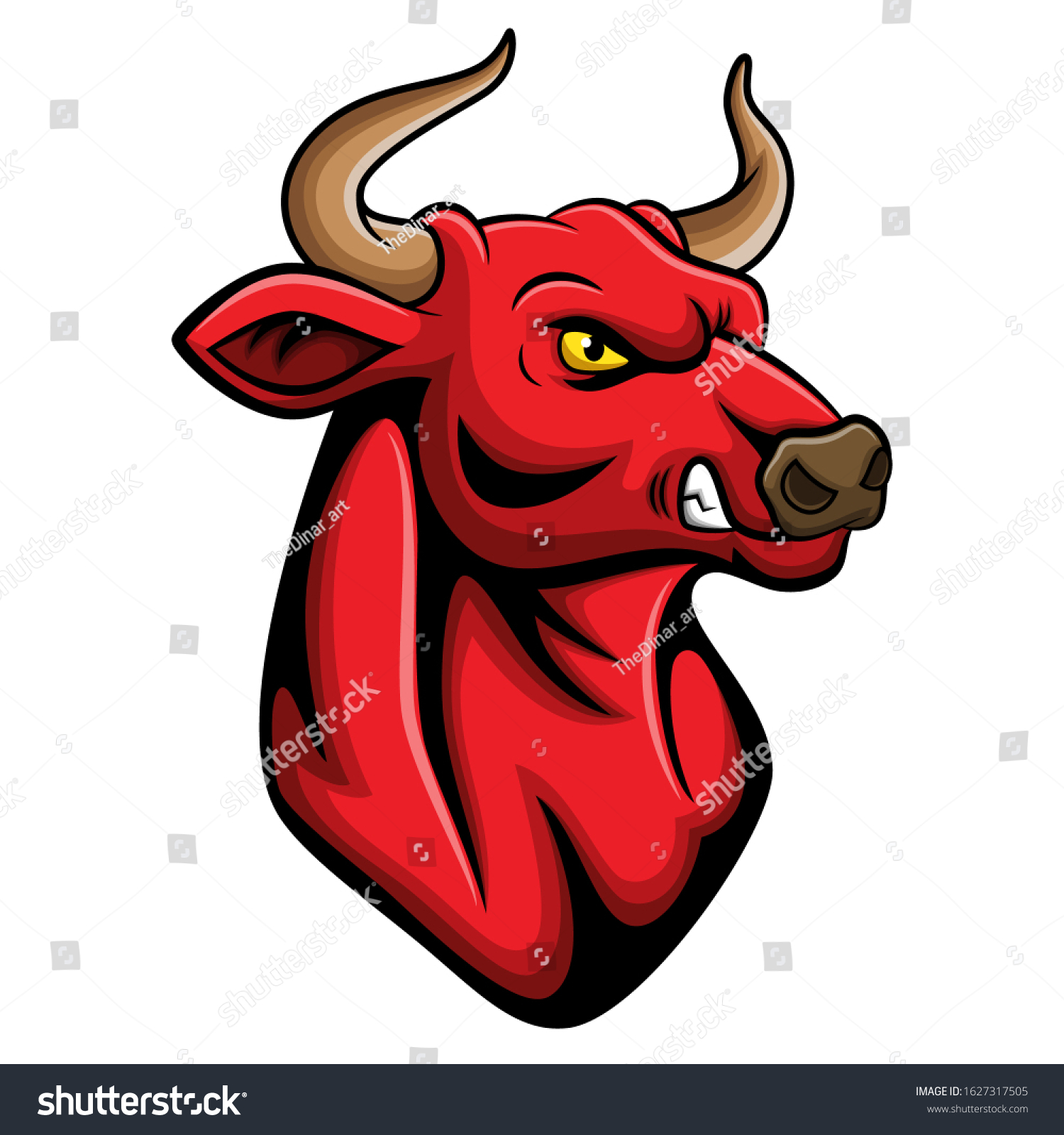 Cartoon Angry Bull Head Mascot Stock Vector (Royalty Free) 1627317505 ...