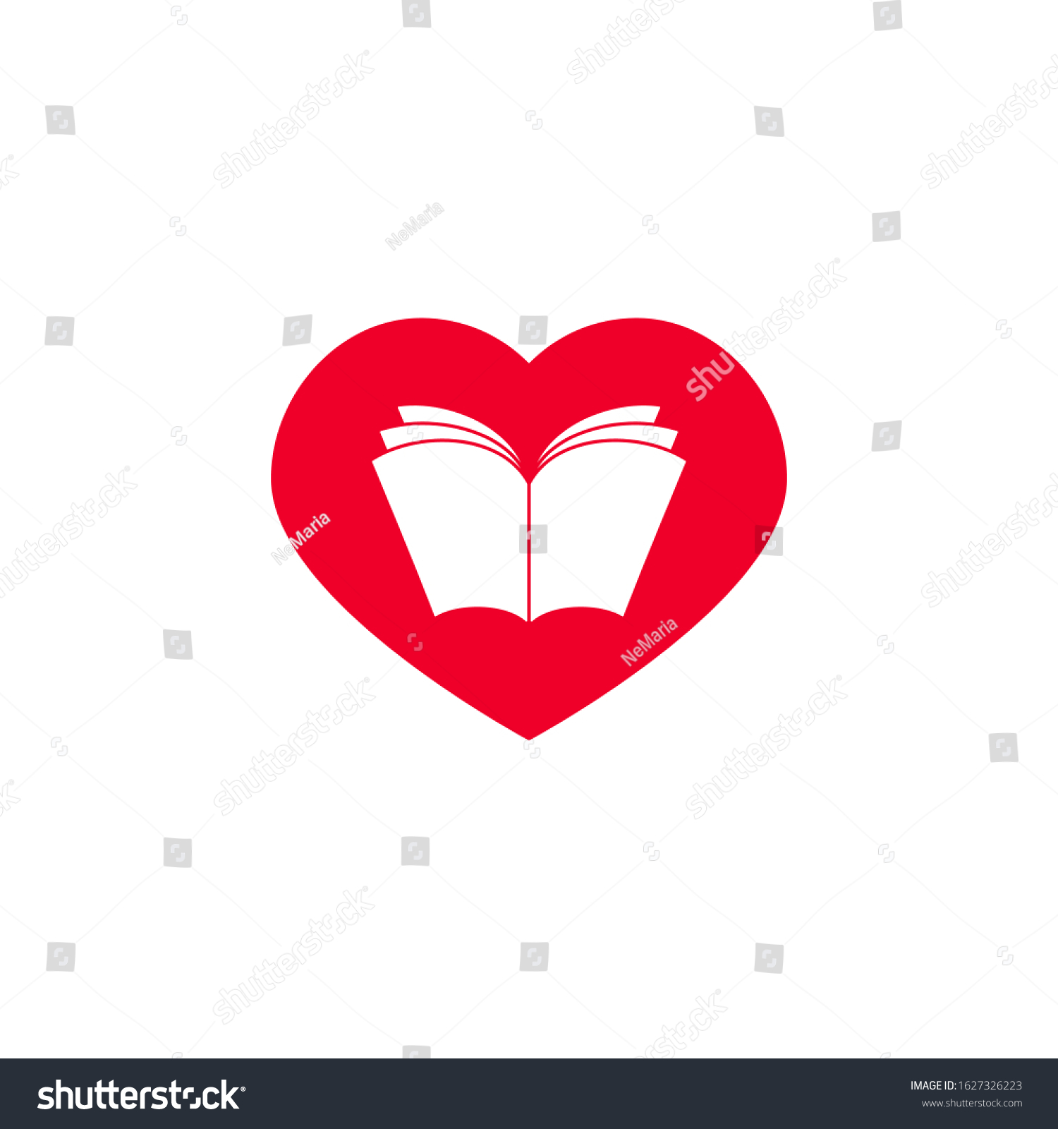 Open Book Pages Red Hearts Isolated Stock Vector (Royalty Free ...