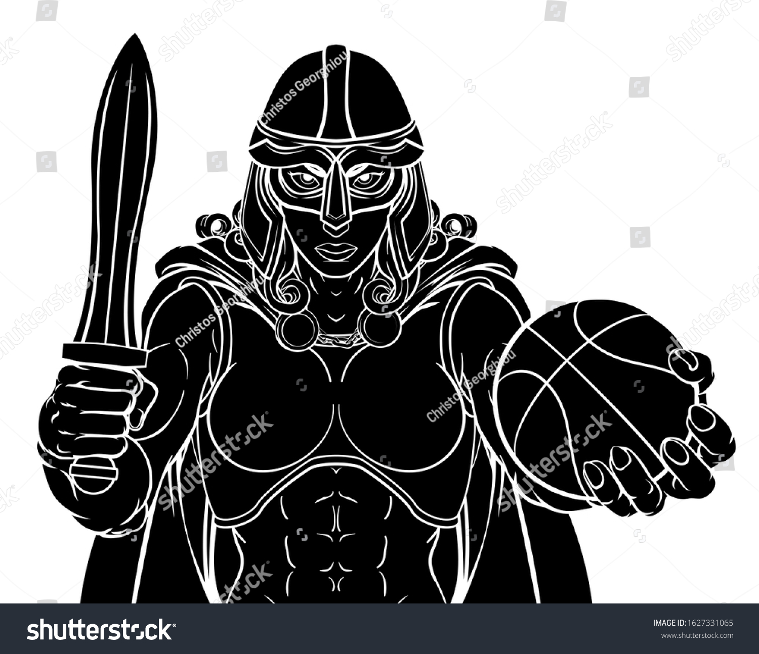 female-viking-trojan-spartan-celtic-warrior-stock-illustration