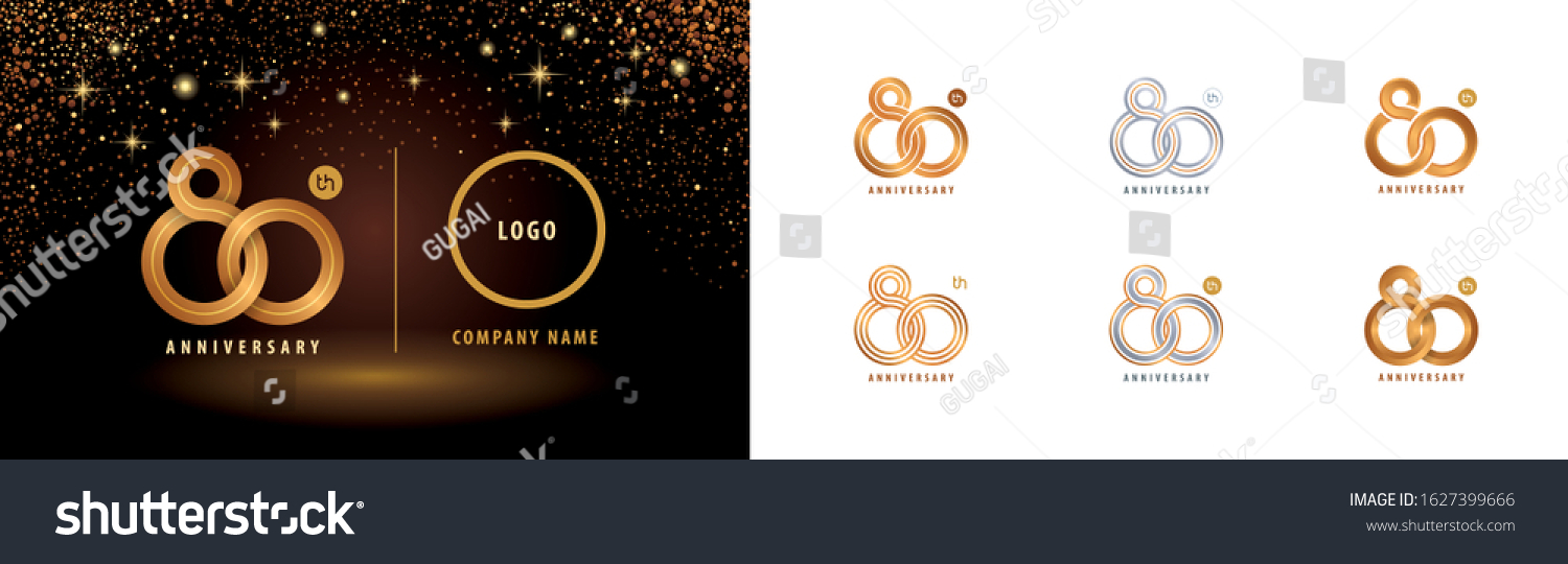 Set 80th Anniversary Logotype Design Fifty Stock Vector (Royalty Free ...