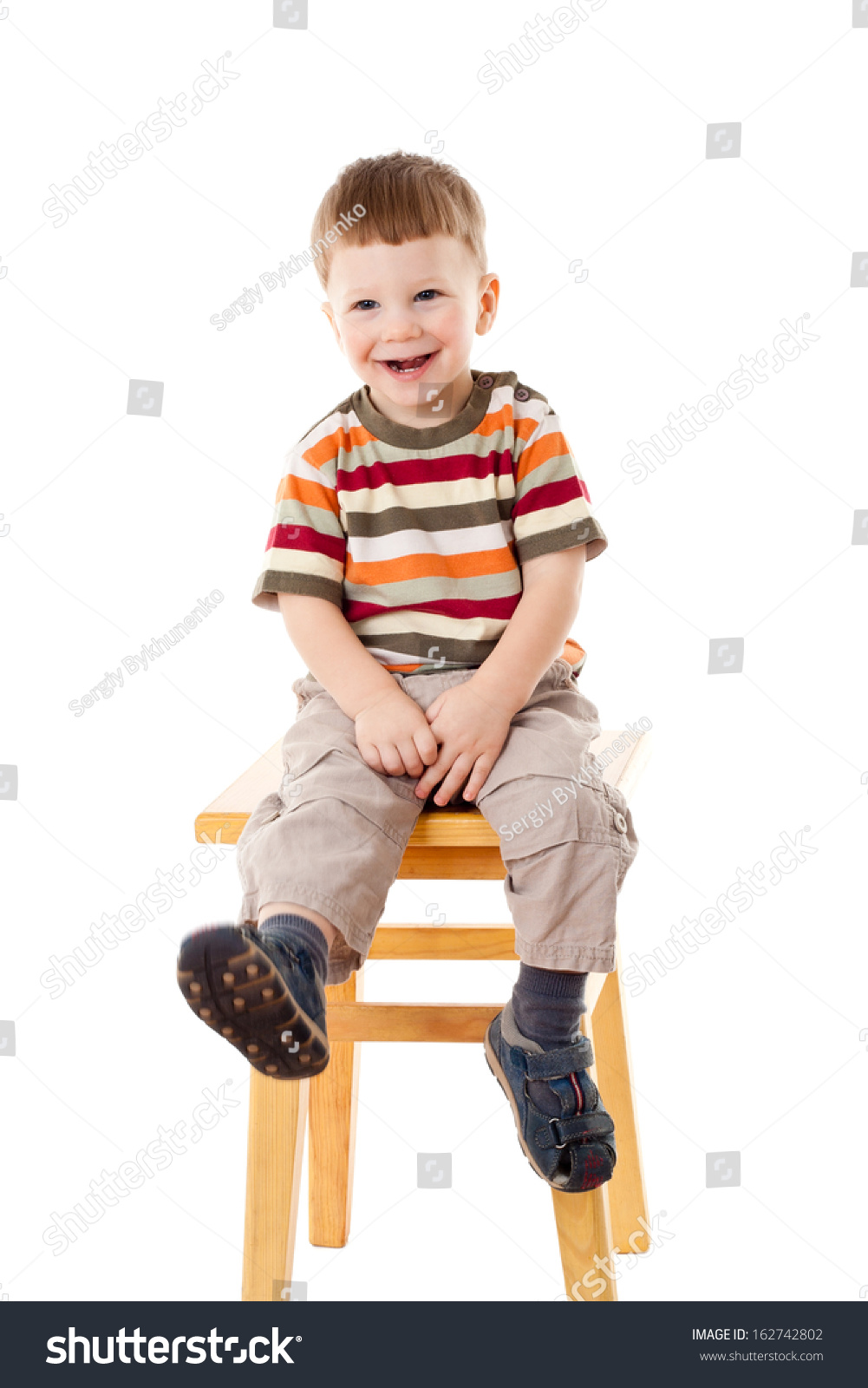 Smiling Little Boy Sitting On Stool Stock Photo 162742802 | Shutterstock