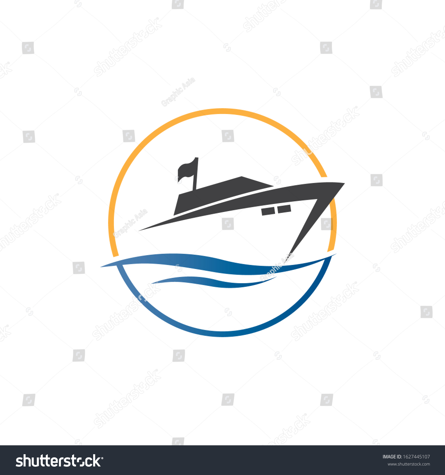 Yatch Logo Vector Design On Sea Stock Vector (Royalty Free) 1627445107 ...